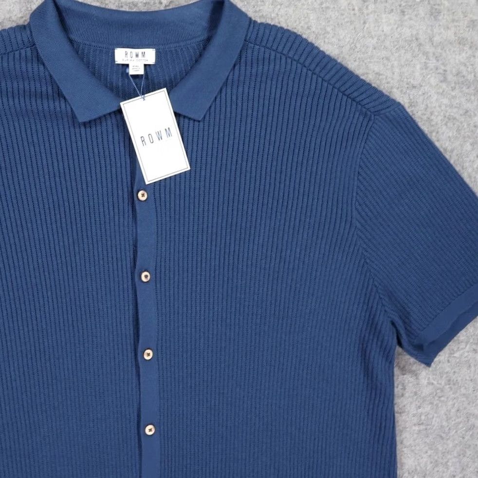 Vintage ROWM Polo Shirt Mens XXL Blue New Supima Cotton Ribbed Knit Short Sleeve - & Quality Size US XXL / EU 58 / 5 - 5 Thumbnail