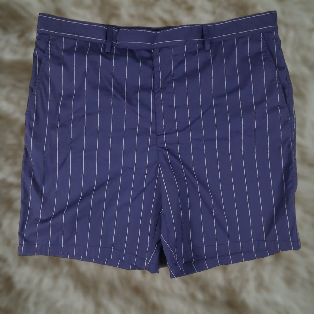 Vintage Zero Restriction Shorts Mens Blue Striped Size 38 Slash Pockets Flat Front Chino Size US 38 / EU 54 - 1 Thumbnail