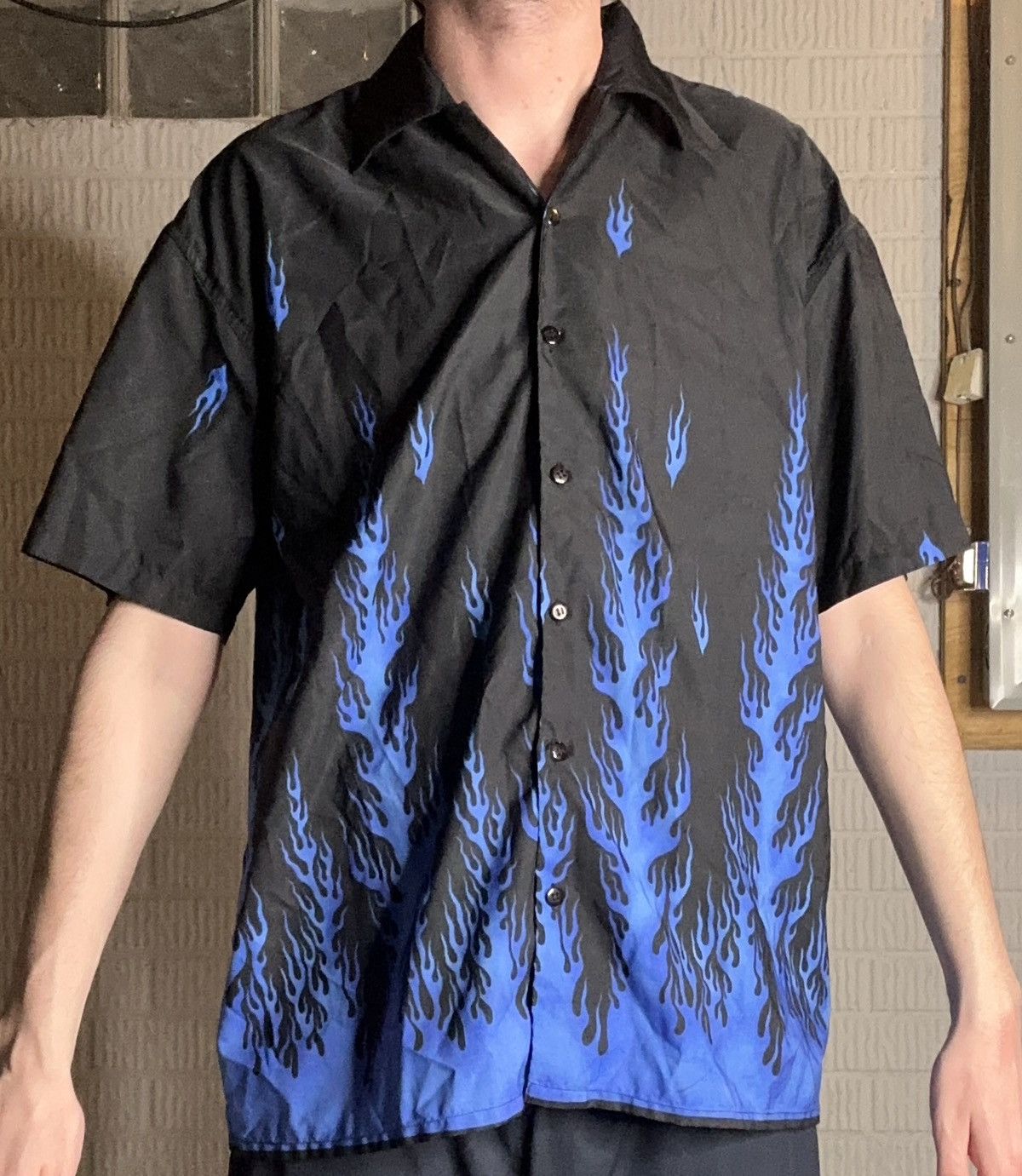 Vintage Y2K 2000s Flame Button Up Shirt Size US L / EU 52-54 / 3 - 1 Thumbnail