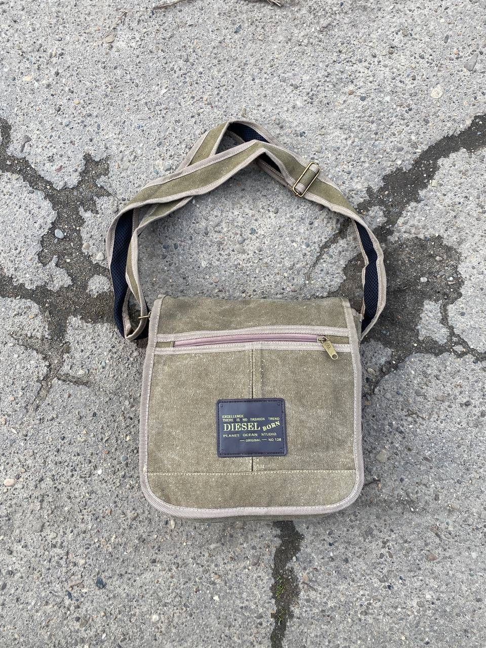 Diesel Faded Y2K Vintage Distressed Sling Bag in Green, Men's