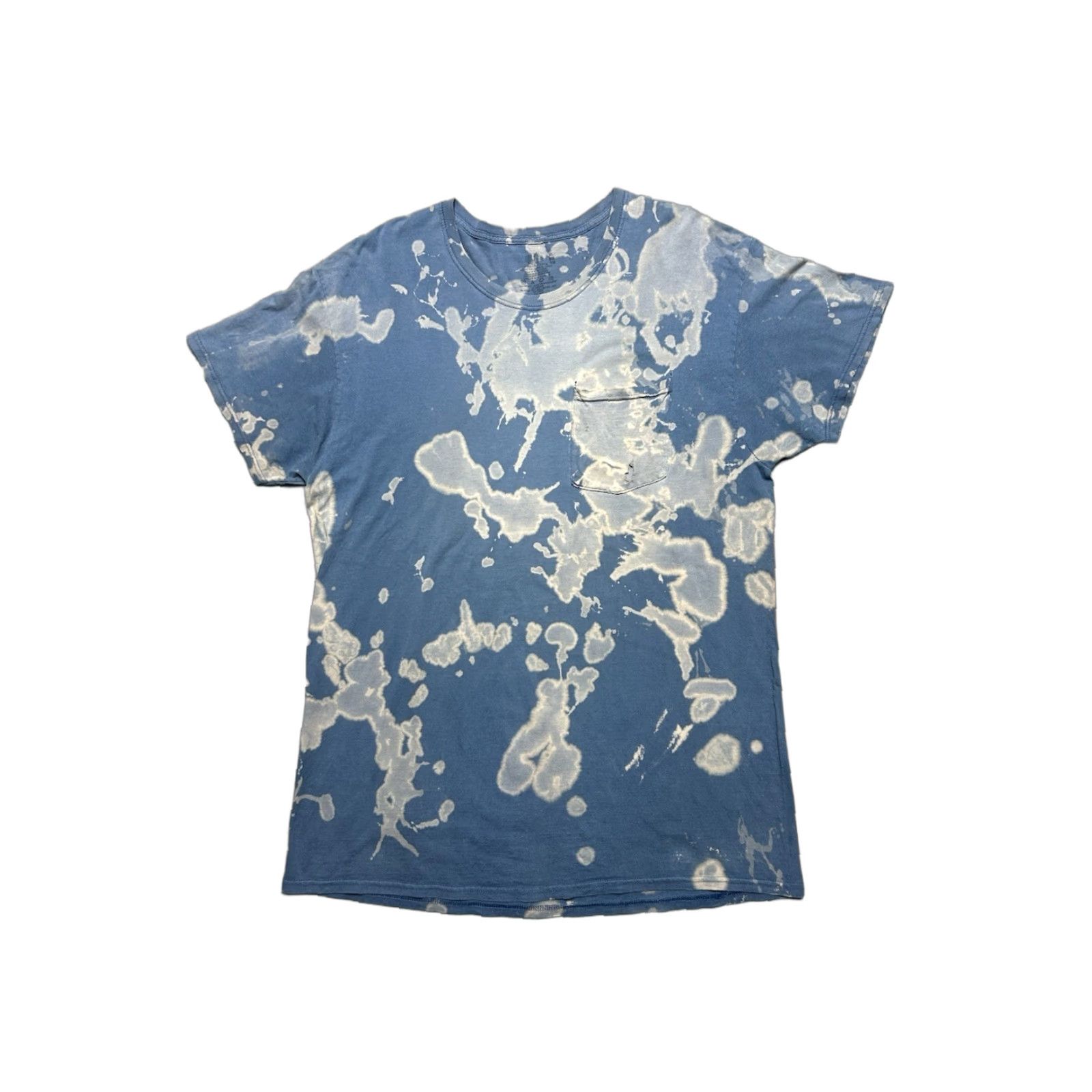 Fruit Of The Loom Fruit of the Loom Pocket T Shirt Bleach Tie Dye Blue Cotton Hippie XL Distressed Men Potentials Size US XL / EU 56 / 4 - 1 Thumbnail