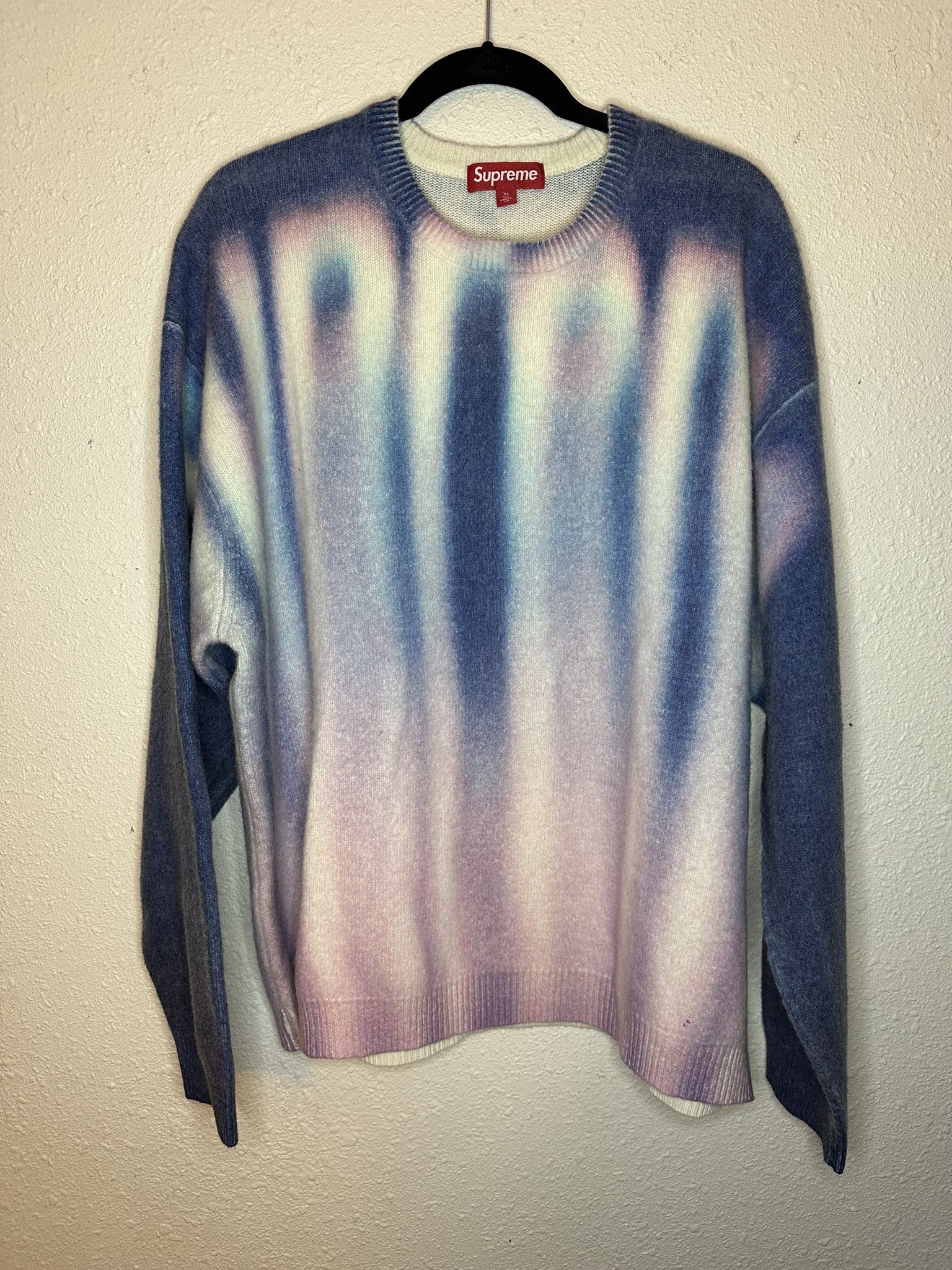 Supreme Supreme FW23 Blurred Logo Sweater Blue/Pink/White | Grailed