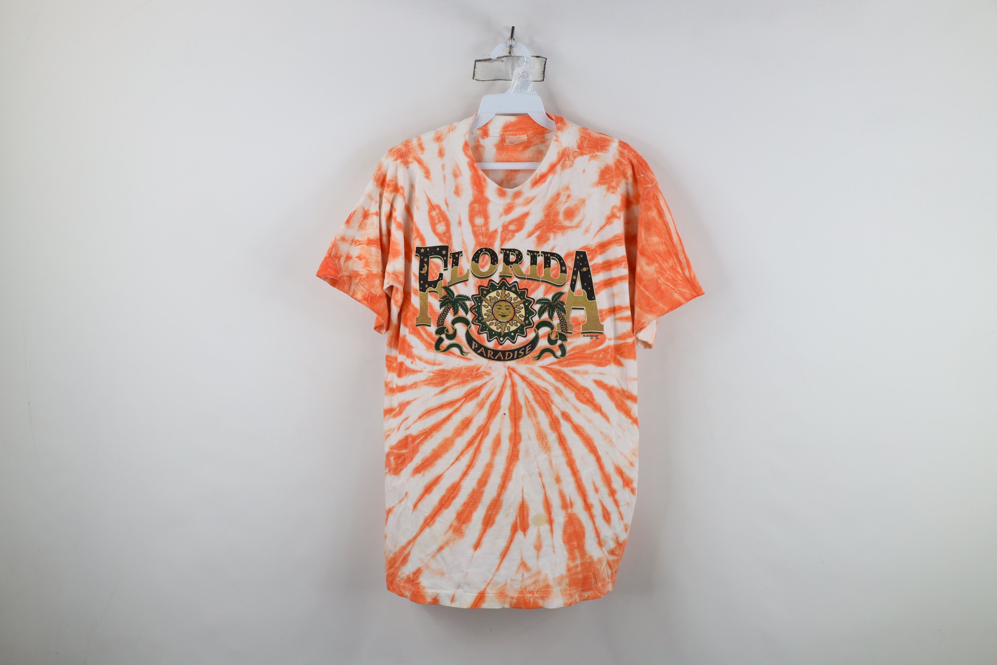 Vintage Vintage 90s Streetwear Tie Dye Paradise Florida T-Shirt Size L / US 10 / IT 46 - 1 Thumbnail