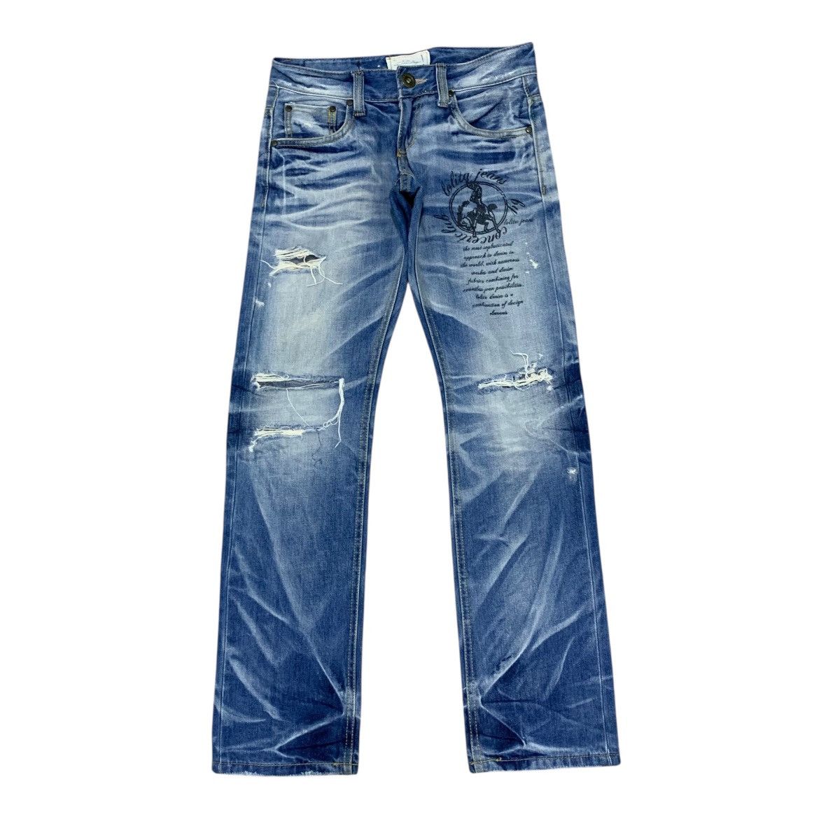 Beauty Beast Vintage Lolita Distressed Jeans Ripped Blue Faded Size US 28 / EU 44 - 2 Thumbnail