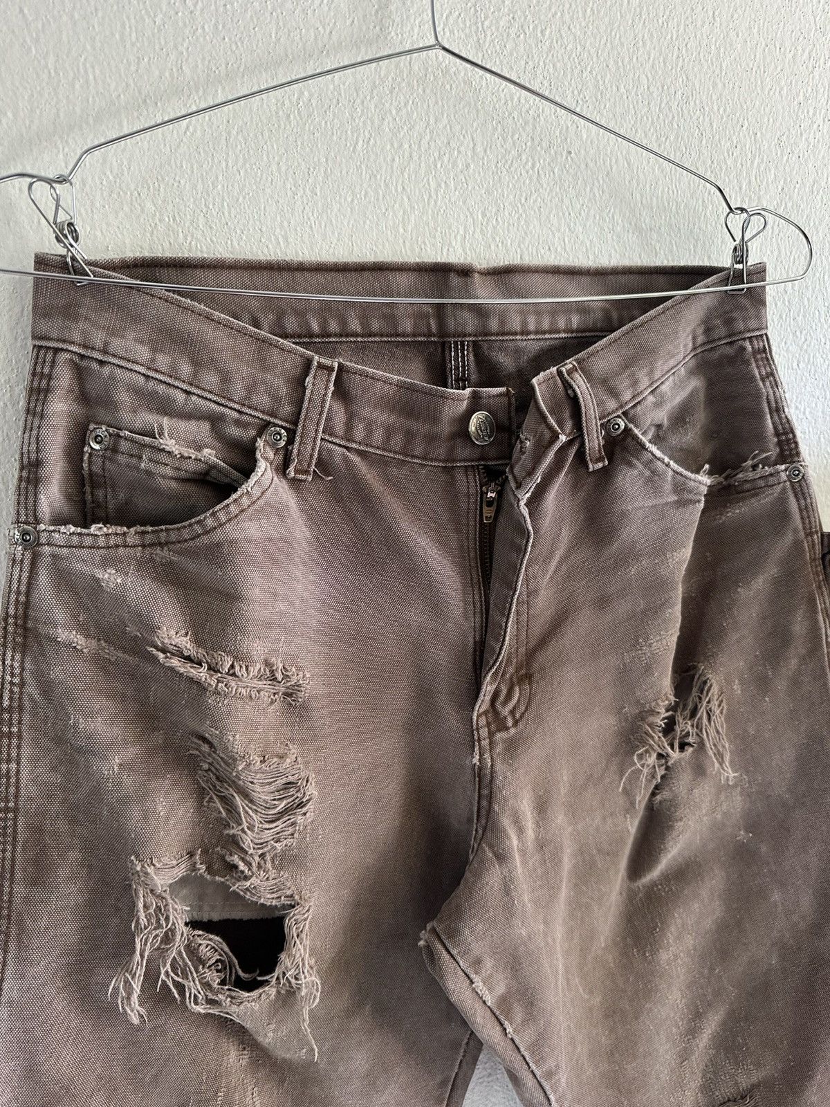 Dickies (31x30) Trashed Dickies Carpenter Pants Dark Brown Size US 31 - 5 Thumbnail