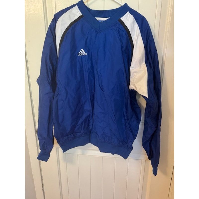 Adidas Vintage Adidas Windbreaker Blue V Neck Lined Pullover M Size US M / EU 48-50 / 2 - 2 Thumbnail