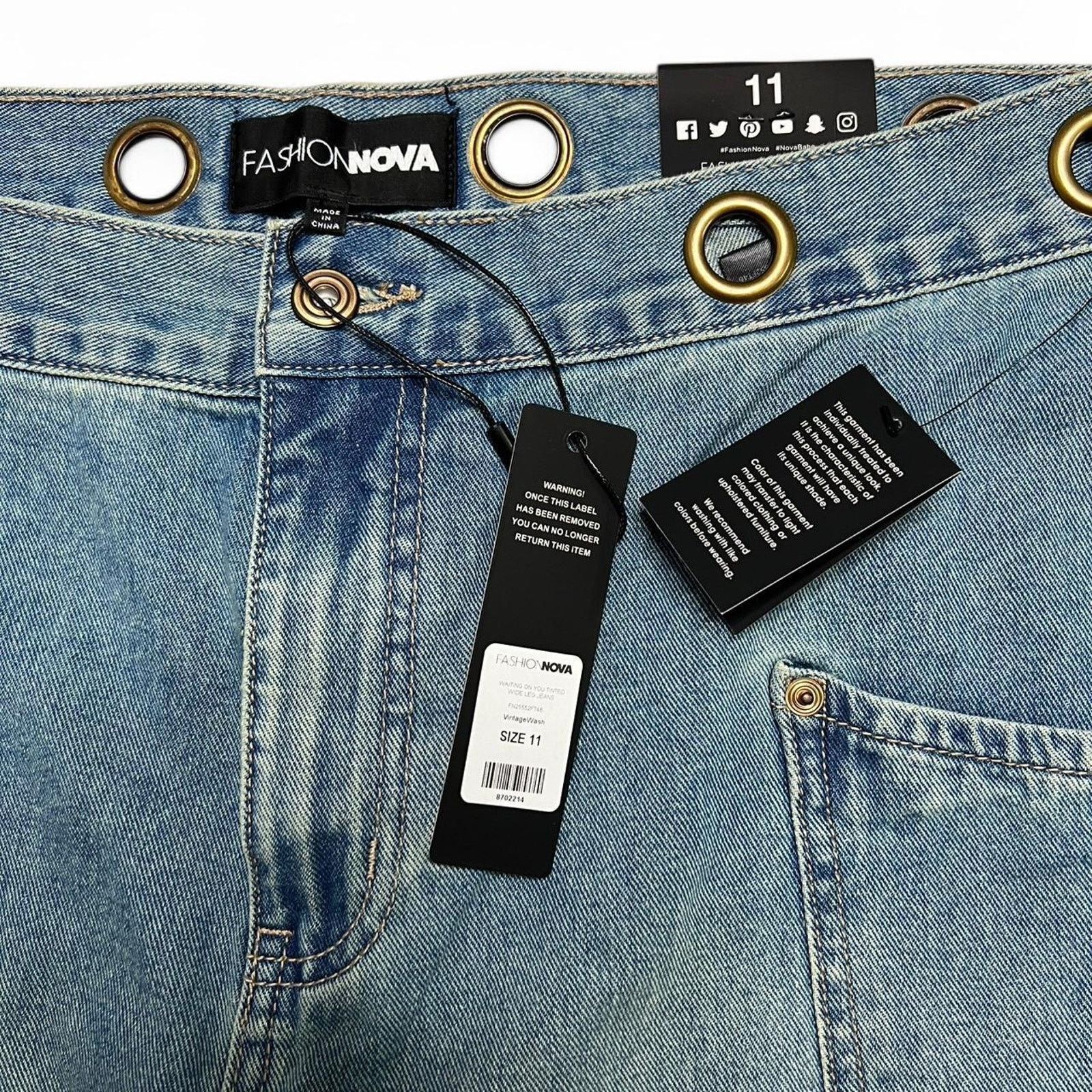 Fashion Nova Fashion Nova Women’s High Waisted Wide Leg Jeans NWT - 11 Size 32" / US 10 / IT 46 - 8 Thumbnail