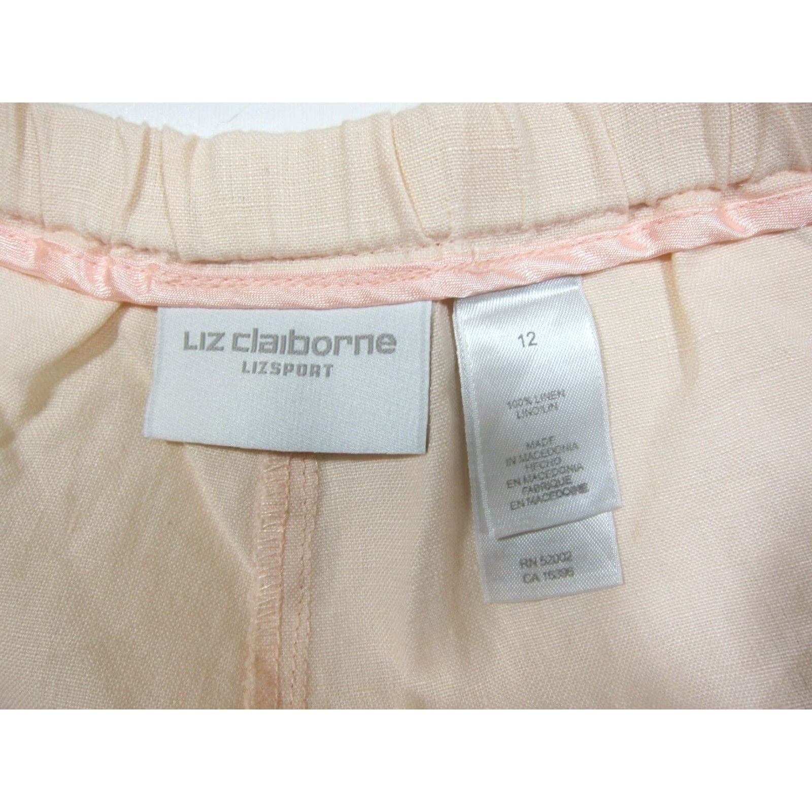 Liz Claiborne Liz Claiborne Sport 100% Linen Soft Pink Wide Leg Casual Pant With Pockets 12/L Size 34" / US 12 / IT 48 - 3 Thumbnail