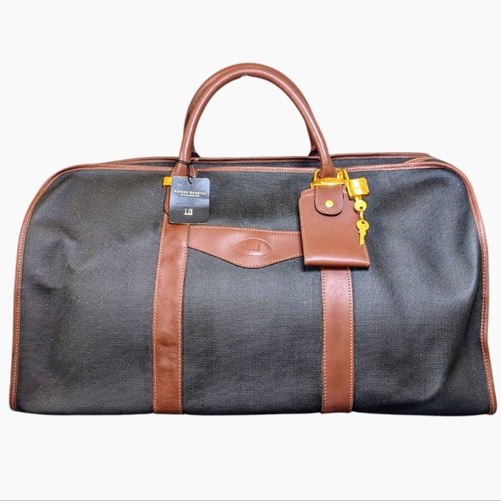 Dunhill Boston Bag PVC Cowhide Leather Travel Duffel Bag