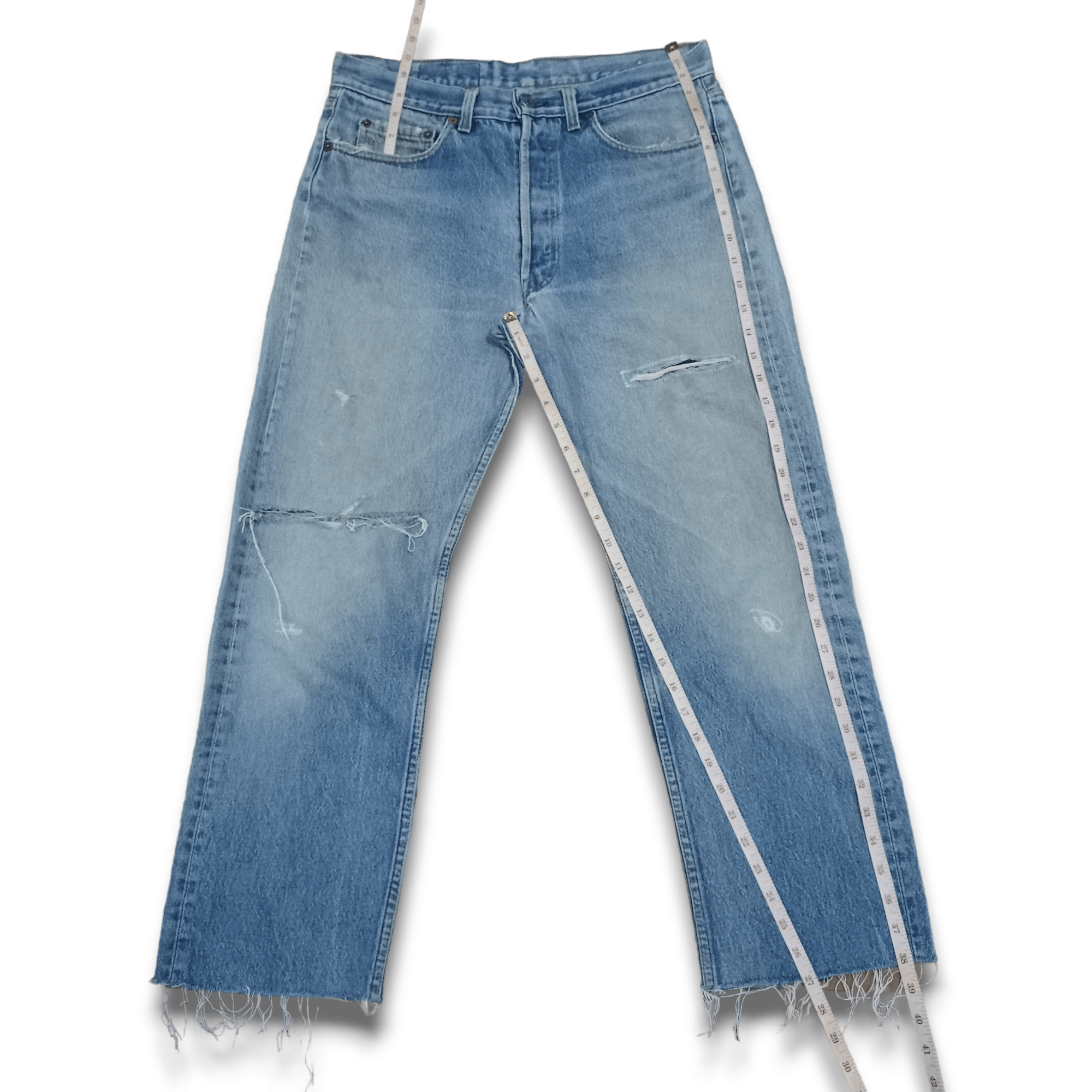 Levi's Vintage 80s Levis 501 Blue Wash Distressed Loose Jeans Size US 32 / EU 48 - 10 Thumbnail