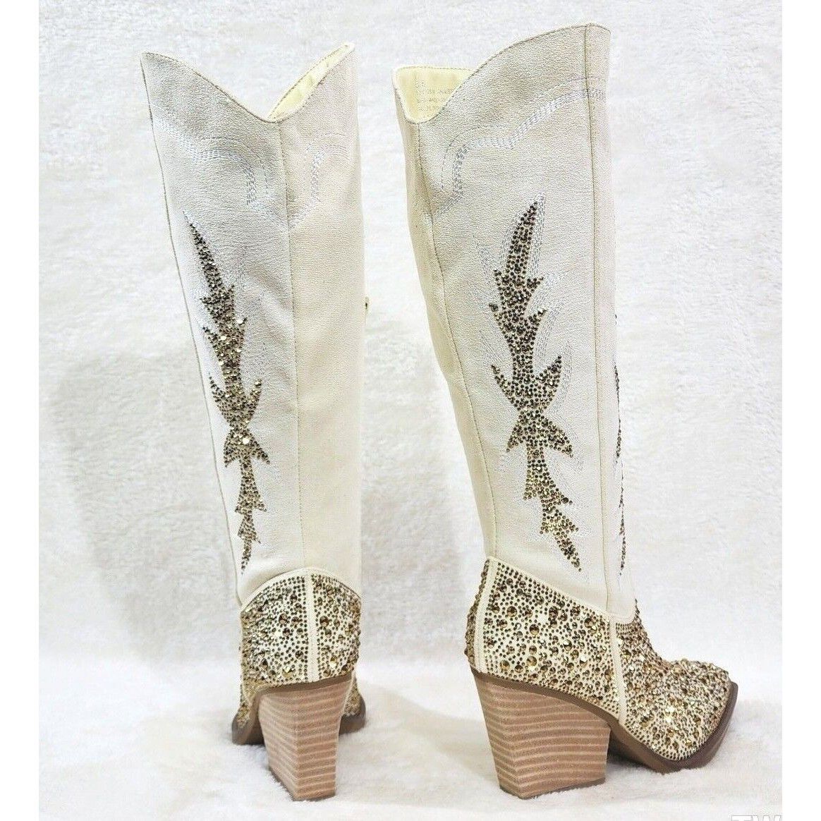 Other Murrey Buttery Ivory With Rhinestones Glamour Western Cowgi Size US 9 / IT 39 - 4 Thumbnail
