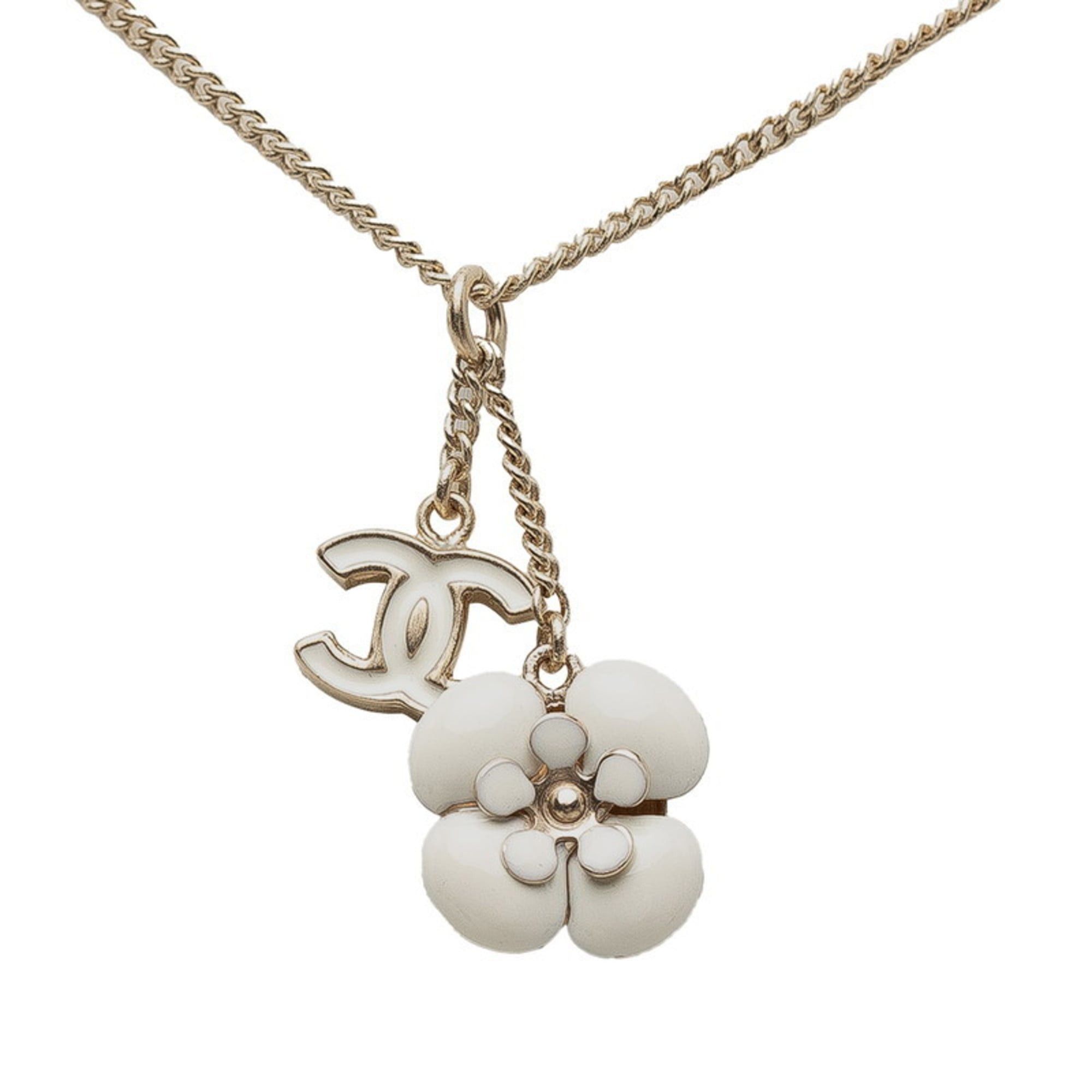 Chanel CHANEL Coco Mark Camellia Necklace Gold White Plated Women's Size ONE SIZE - 1 Thumbnail