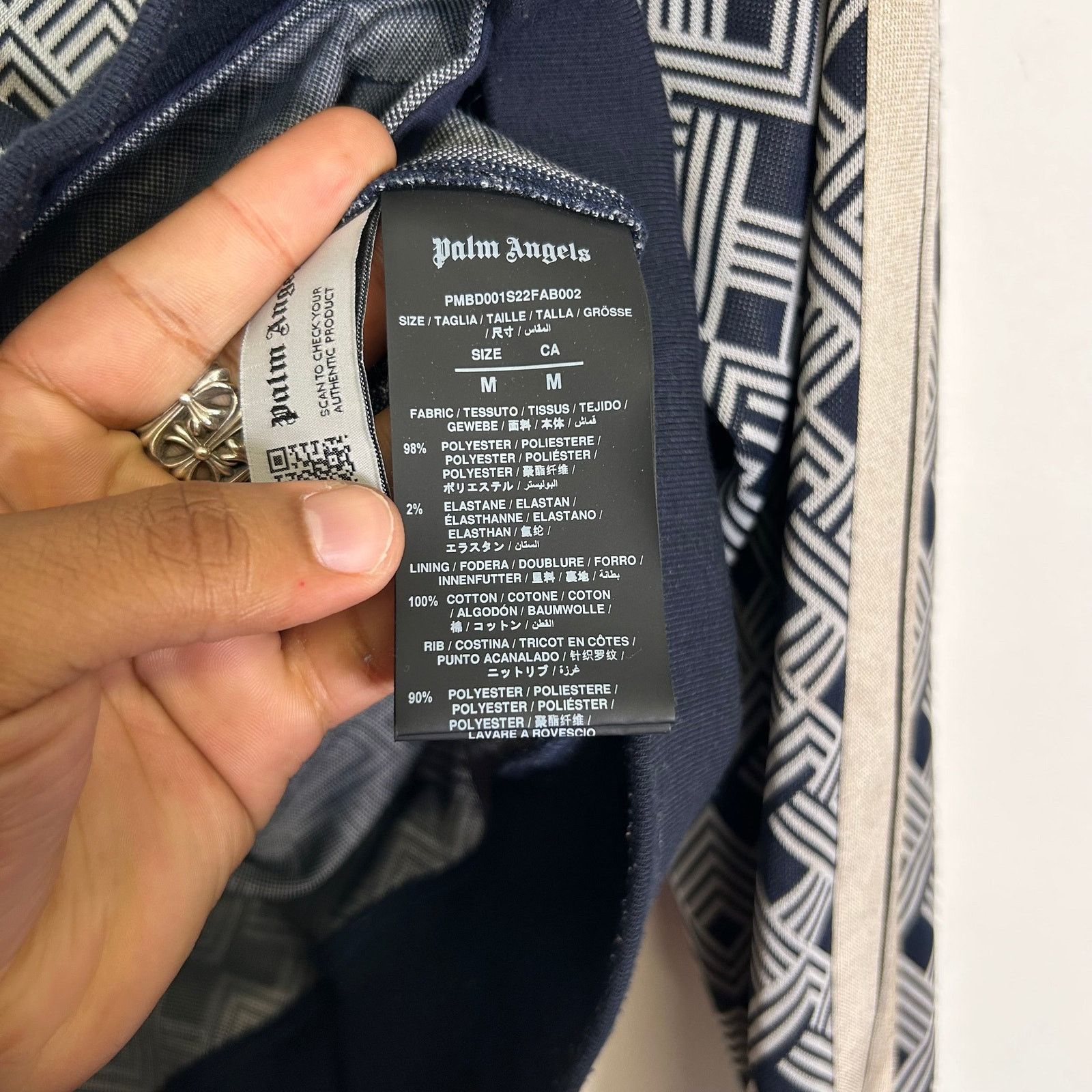 Palm Angels Palm Angels Navy Squared Art Deco Track Jacket Size M Size US M / EU 48-50 / 2 - 4 Thumbnail