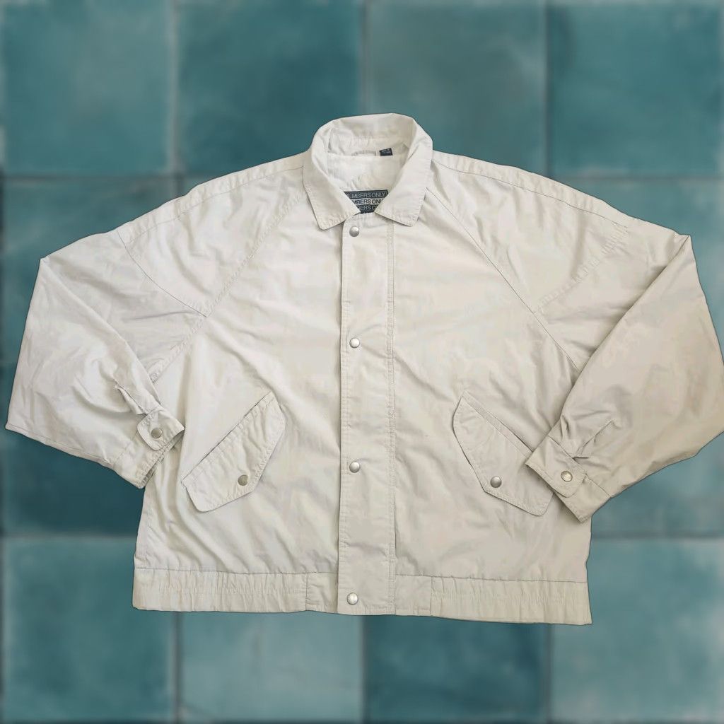 Members Only Members Only Mens Bomber Jacket Size 44 Large Ivory Cream USA Vintage No Stains | Jacket | Polyester | Mens Size US S / EU 44-46 / 1 - 1 Thumbnail