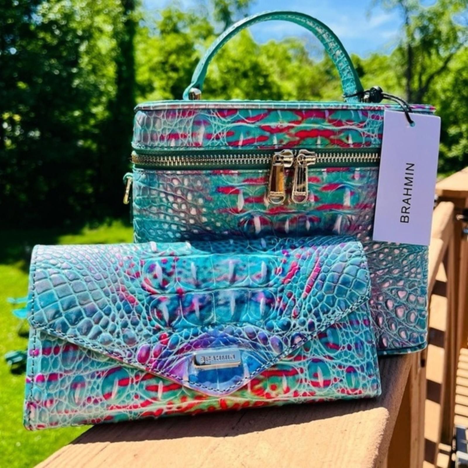 Brahmin Chantal Blue Fin Crossbody Bag And Ady Wallet Nwt, Women's