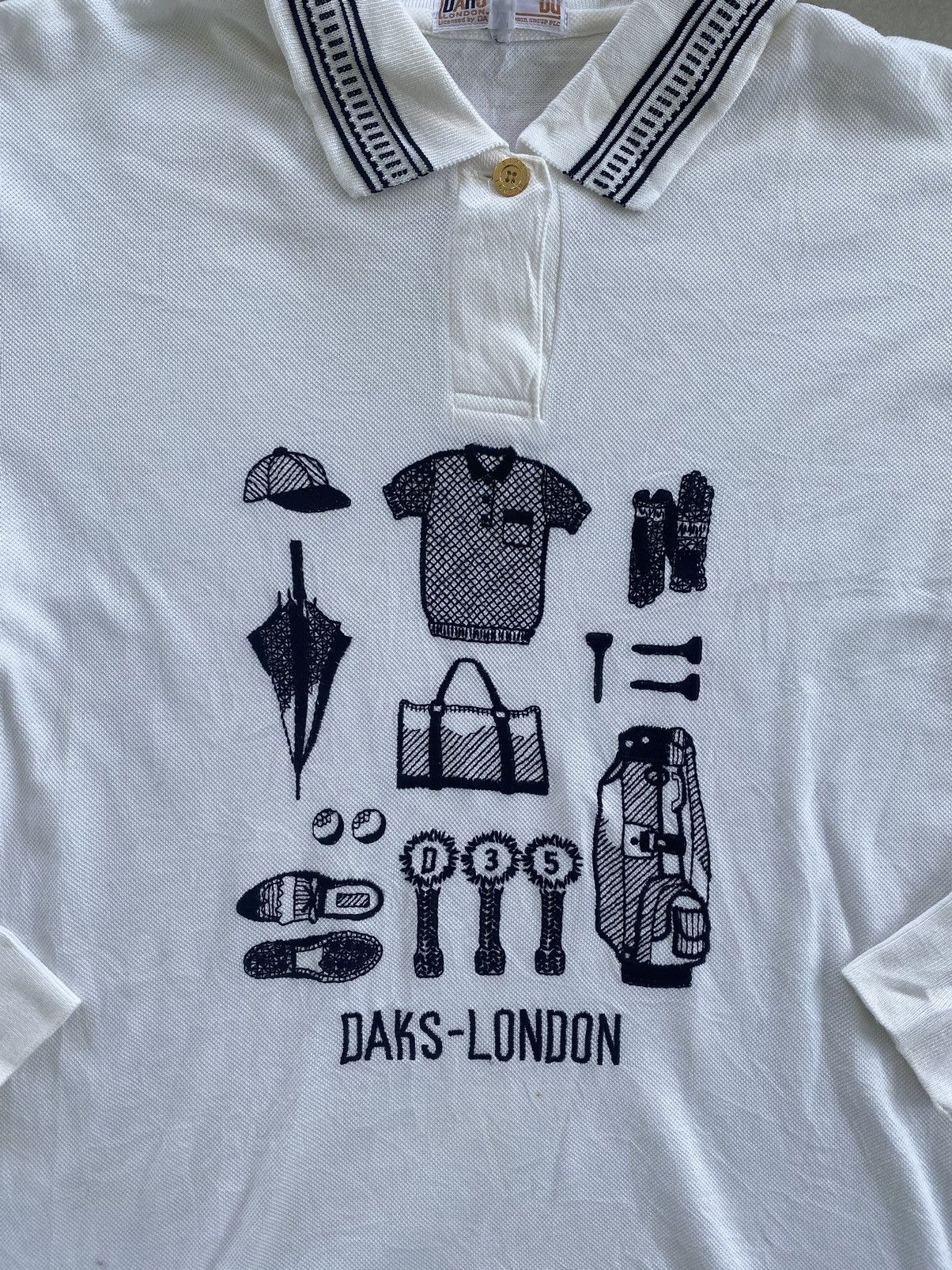 DAKS × Vintage VINTAGE DAKS LONDON EMBROIDERY L/S POLO Size US M / EU 48-50 / 2 - 2 Thumbnail