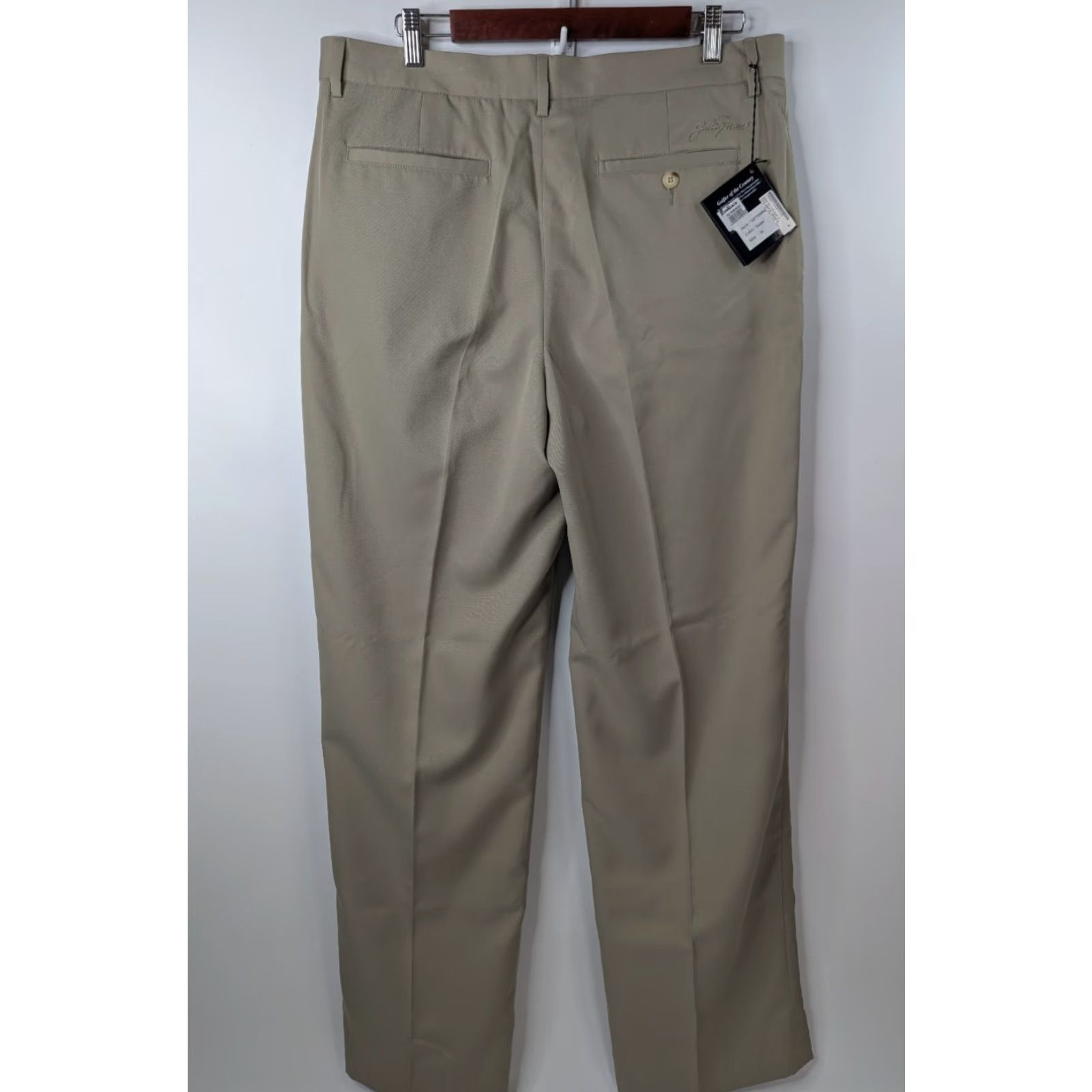 Vintage NWT Jack Nicklaus Performance Men's Khakis Taupe Pleated Golf Dress Pants 36W Regular Inseam 32" Size US 36 / EU 52 - 4 Thumbnail