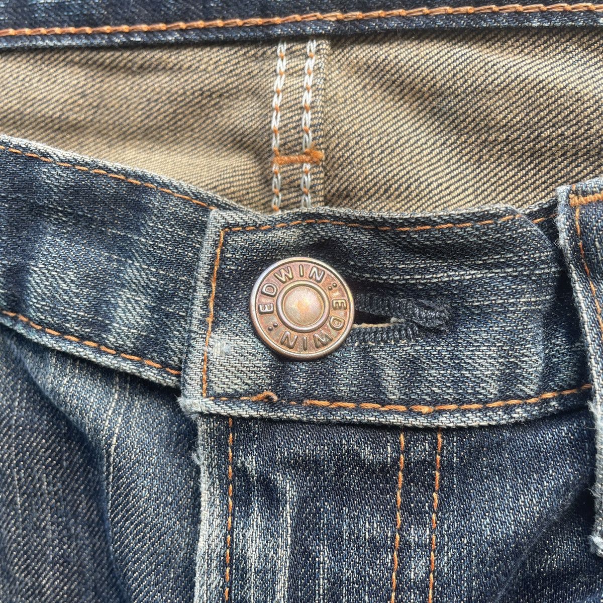 Edwin × Japanese Brand × Jean Vintage Edwin Made In Japan Dark Blue Faded Jeans Pants W33 Size US 33 - 6 Thumbnail