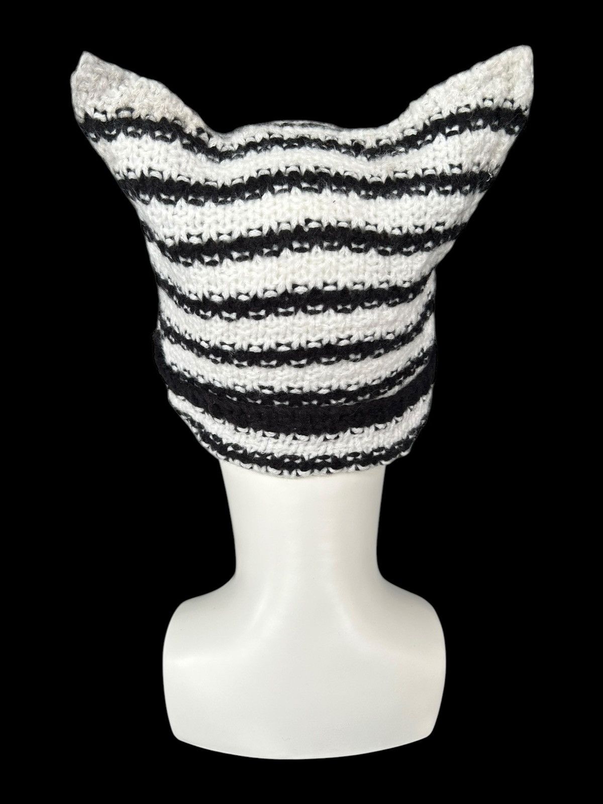 Japanese Brand × Kapital × Vintage Devil Horn Stripe Crochet Knitted handmade Beanie Hats Rare☠️ Size ONE SIZE - 1 Thumbnail