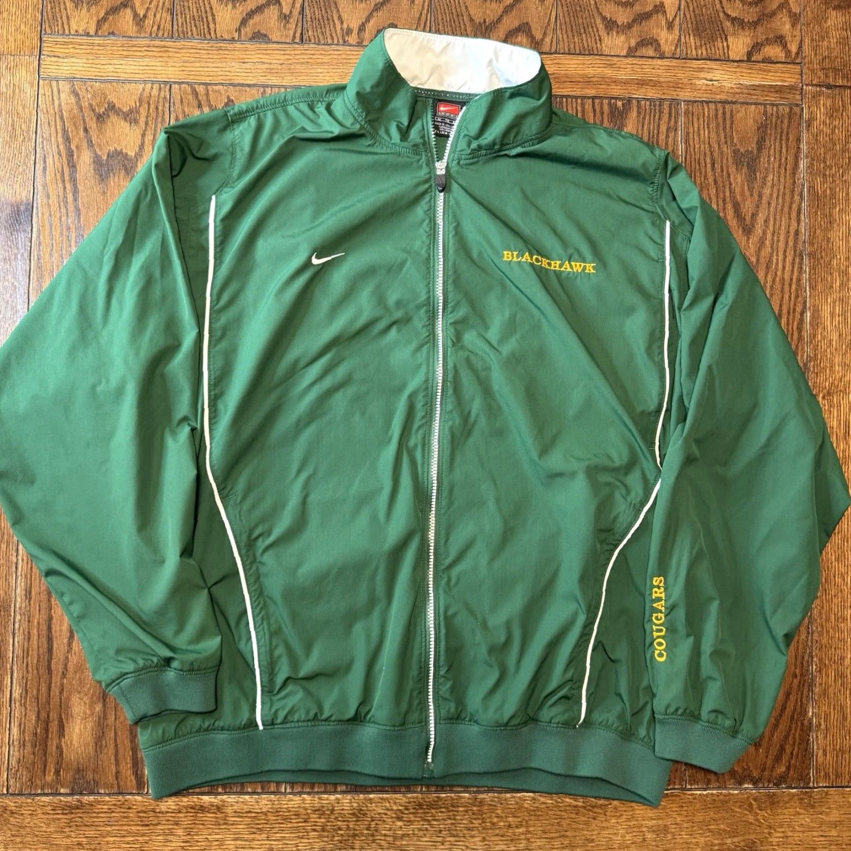 Nike VINTAGE Nike Team Blackhawk Cougars Track Suit Green Football Baggy Ankle Zip 90’s XL Mens Size 36R - 2 Thumbnail