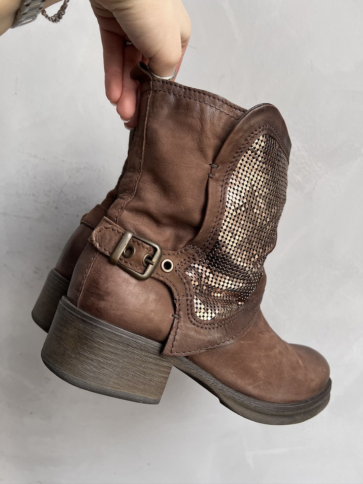 Hedi Slimane Studded shield leather ankle boots avant garde rick owens Size US 8 / EU 41 - 4 Thumbnail