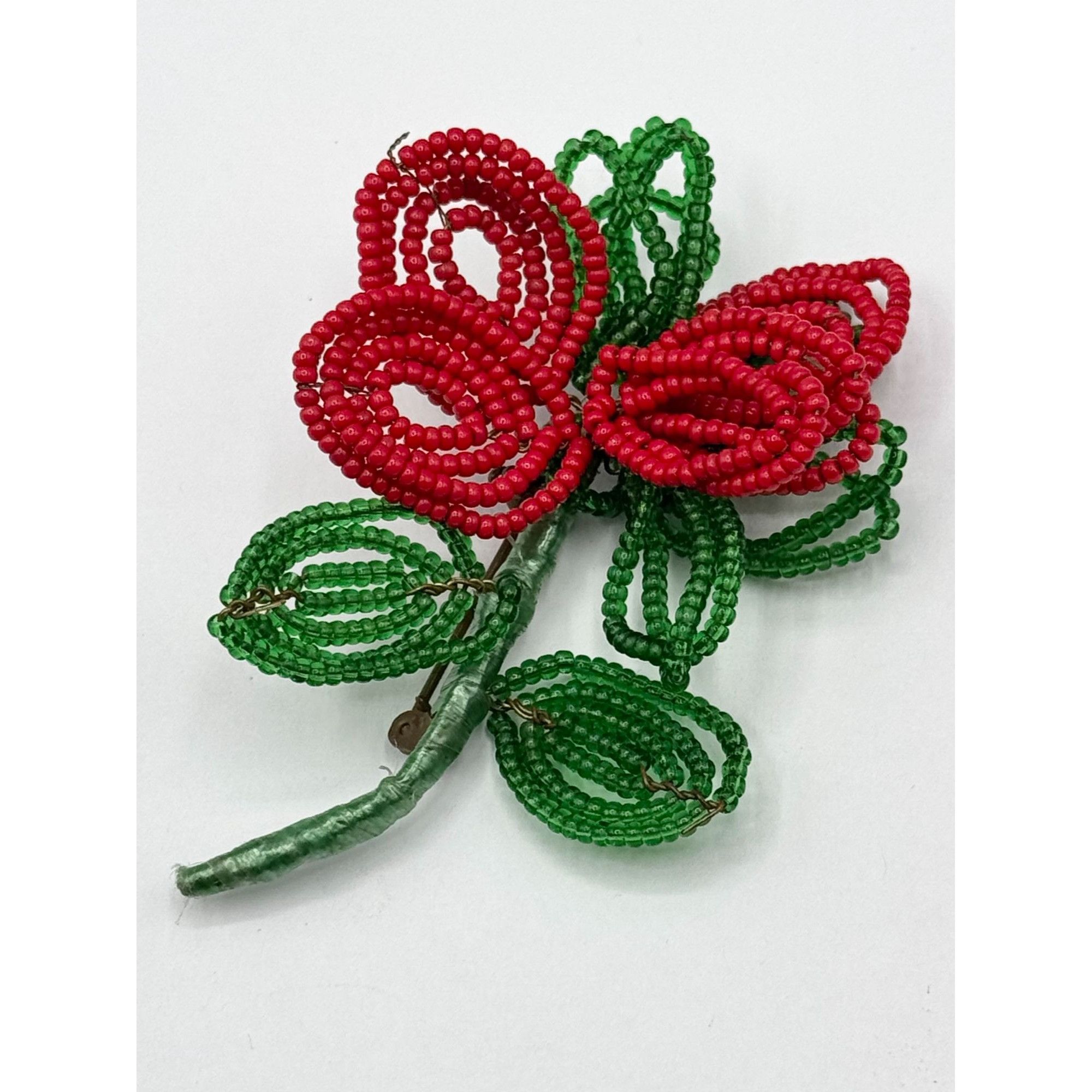 Vintage Vintage wire beaded flower brooch pin Size ONE SIZE - 2 Thumbnail