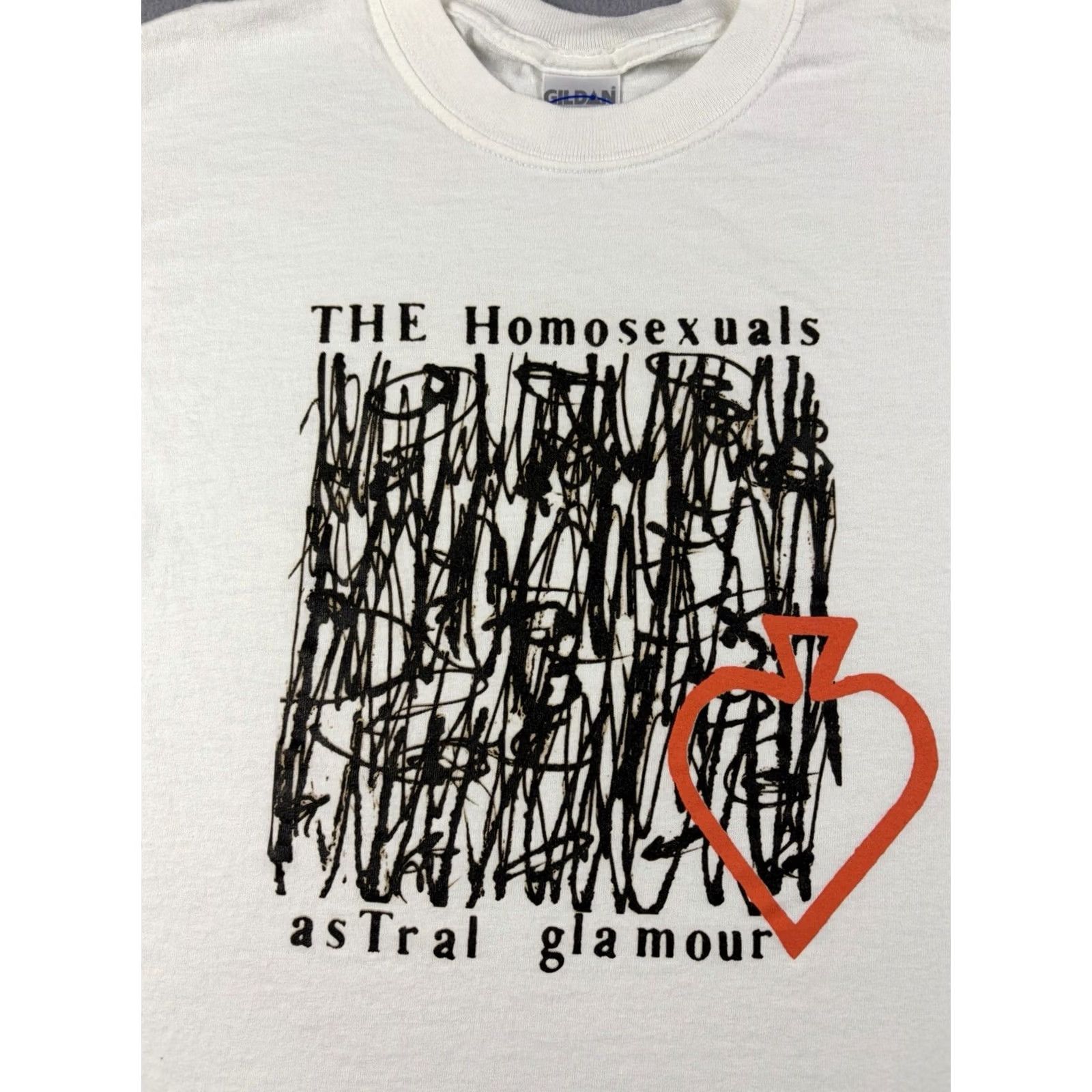 Vintage VINTAGE Unbranded Band Shirt Mens Medium White Graphic Print Crew Neck Short Sleeve Cotton The Homosexuals Astral Glamour English Rock Band M Mens Size US M / EU 48-50 / 2 - 2 Thumbnail