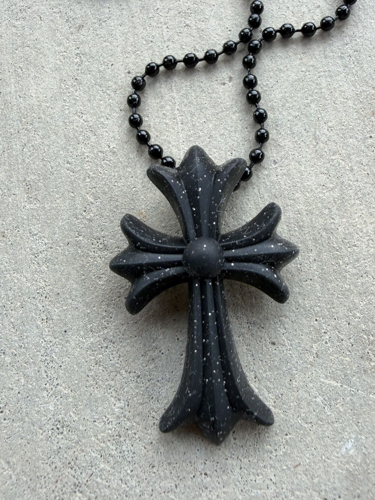 Chrome Hearts Chrome Hearts Silichrome Glitter Cross Necklace – Black Size ONE SIZE - 2 Thumbnail