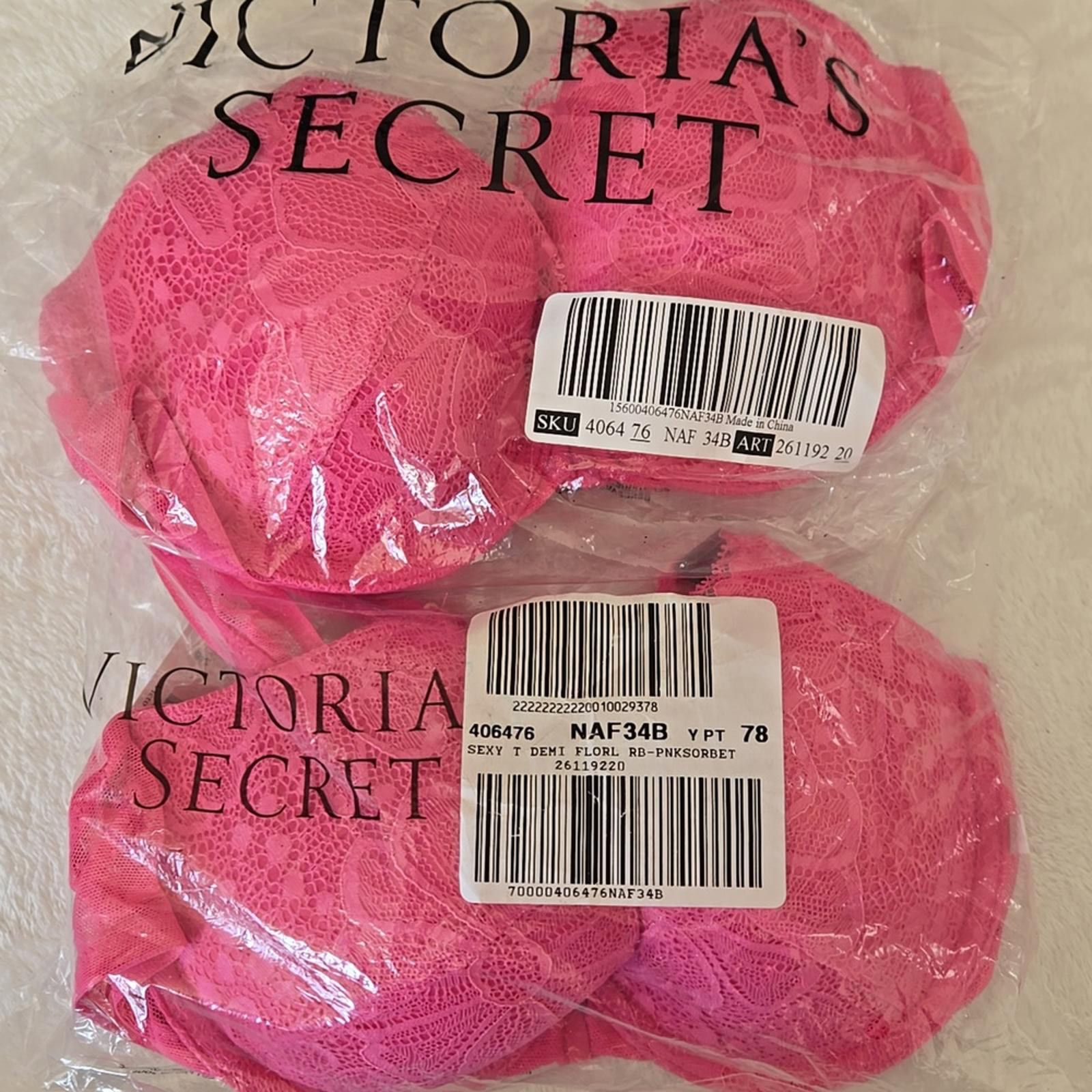 Other Victoria’s Secret Sexy Pink Lace Racerback Push-Up Bra 34B Size ONE SIZE - 1 Thumbnail