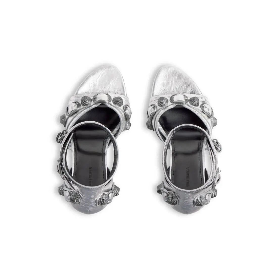 Balenciaga o1srvl11e0426 Cagole 110mm Sandals Metallized in Silver Size US 5 / IT 35 - 6 Thumbnail