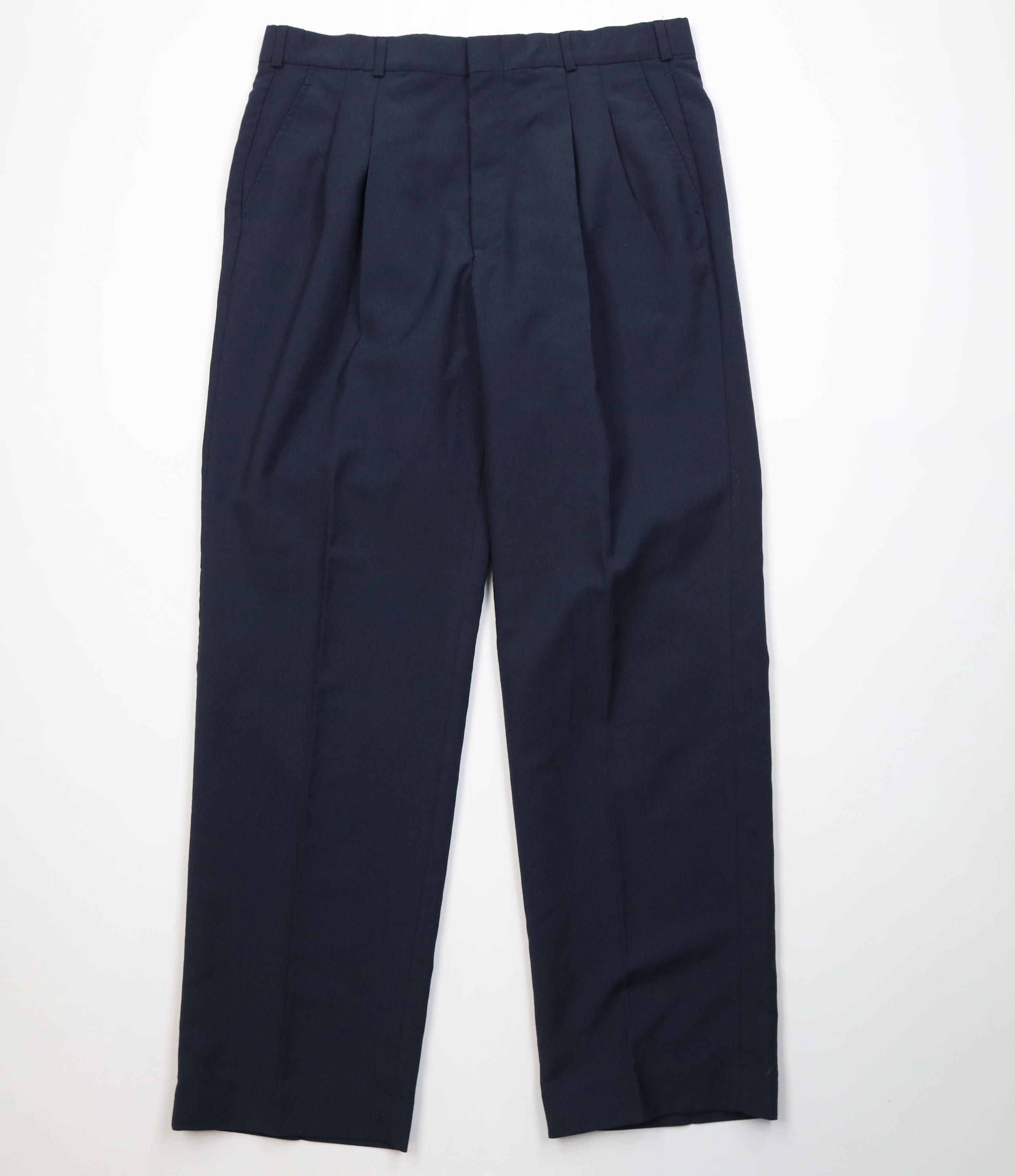 Vintage Vintage 90s Streetwear Knit Wide Leg Chino Pants Navy Blue Size US 36 / EU 52 - 1 Thumbnail