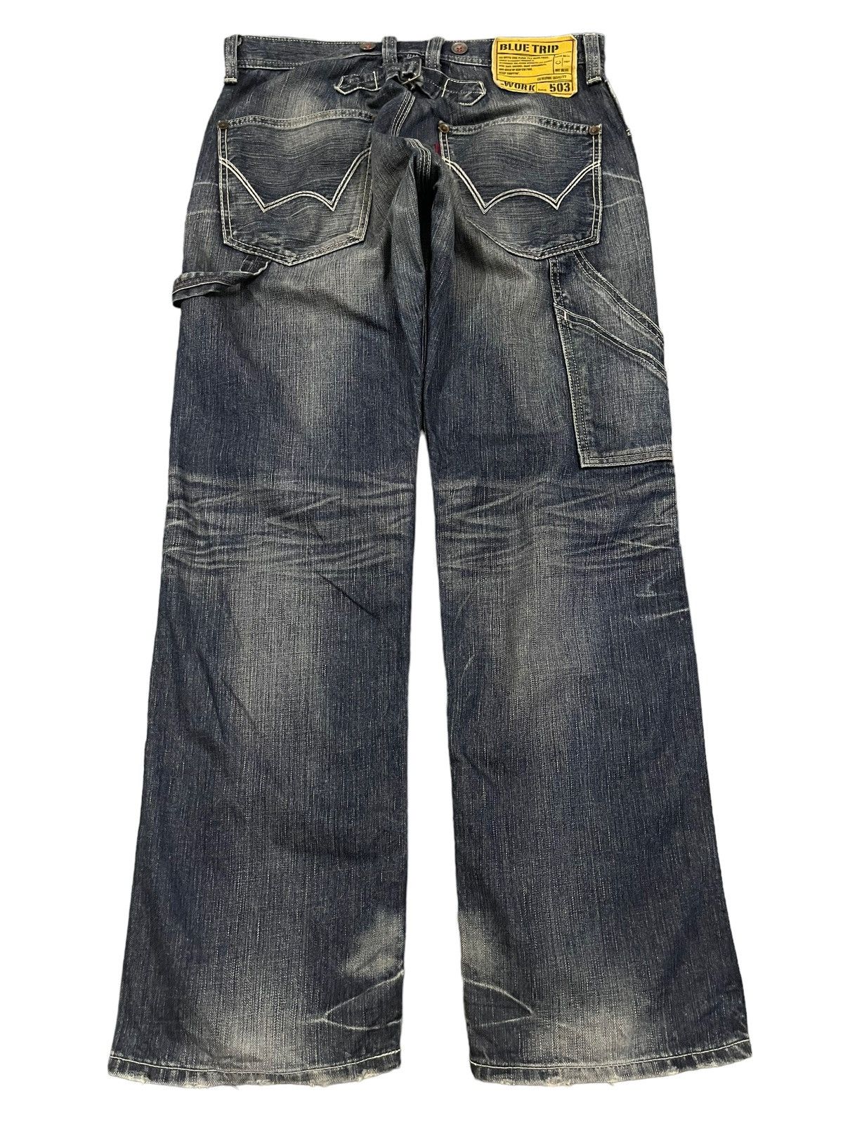 Edwin Vintage Edwin 503 Blue Trip Faded Wash Buckle Carpenter Size US 32 / EU 48 - 1 Thumbnail