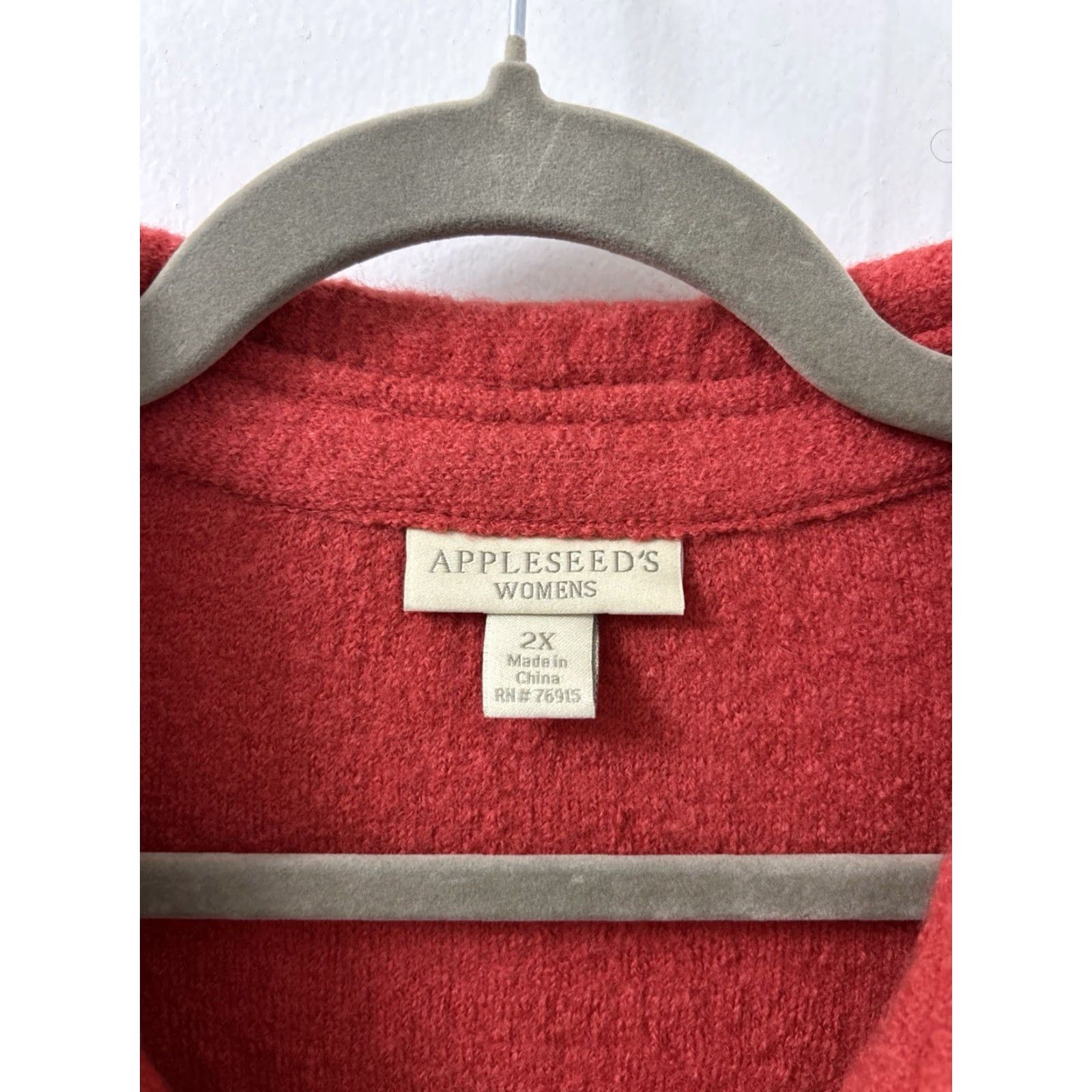 Vintage Appleseed's Shirt Jacket Womens 2XL Red 100% Wool Long Sleeve Button Front Coat Knit Classic Fall Winter Size XXL / US 16-18 / IT 52-54 - 5 Thumbnail