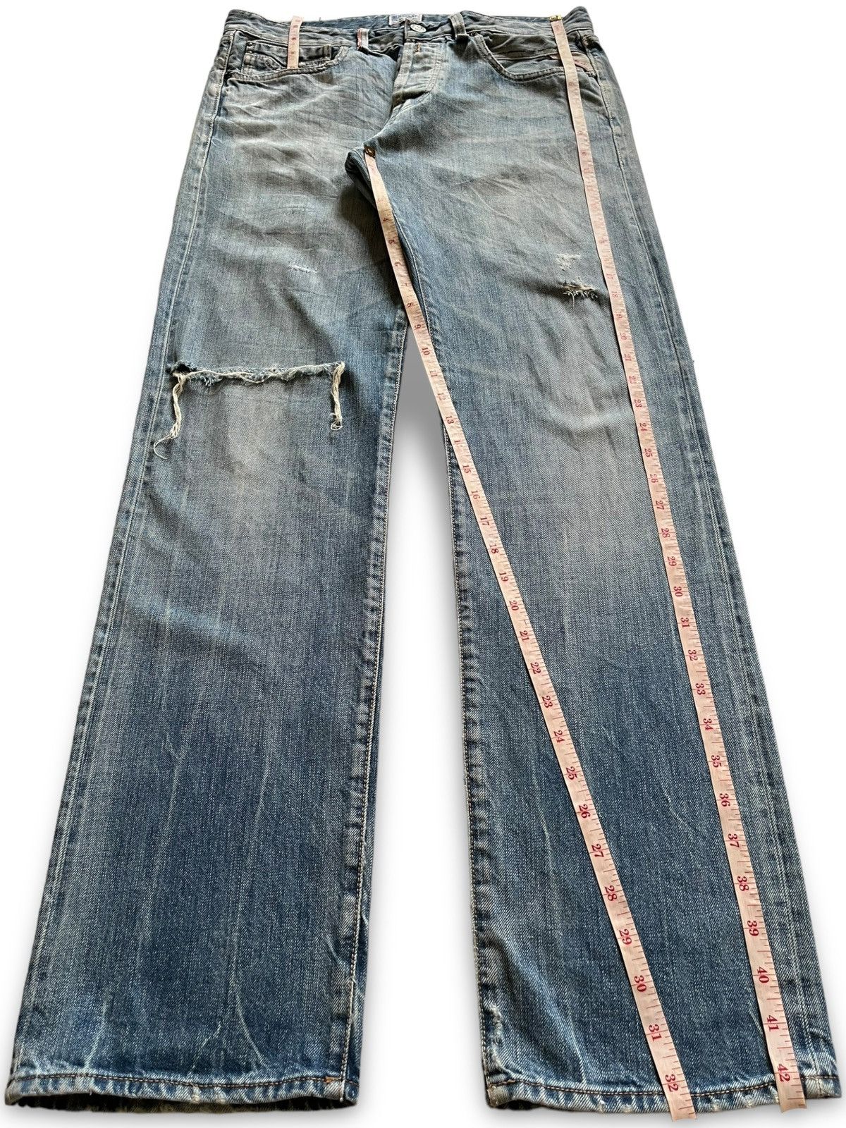 Replay Vintage Replay Selvedge Faded Wash Distressed Loose Jeans Size US 33 - 15 Thumbnail