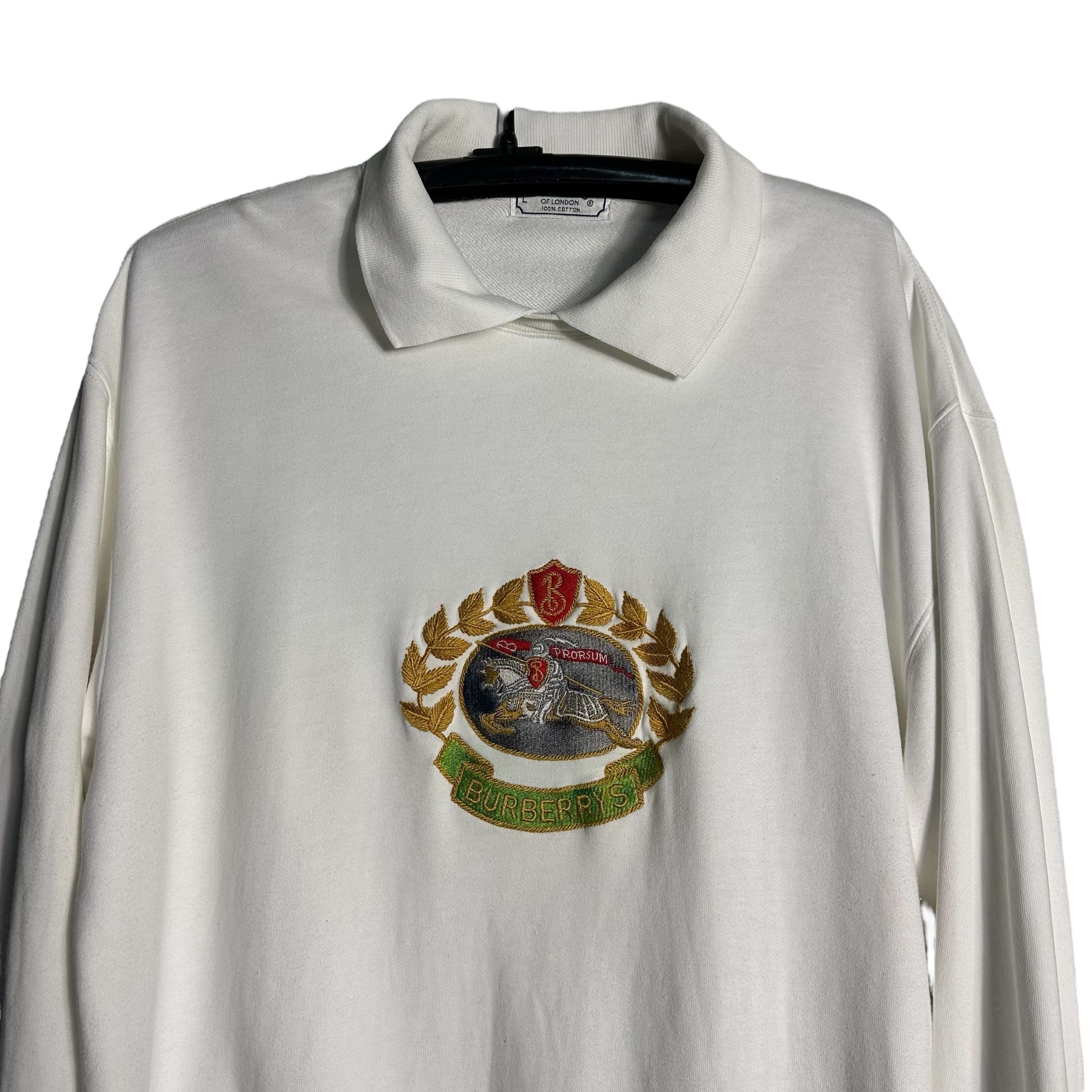 Burberry 🔥RARE🔥Vintage 90s Burberrys Embroidery L/S Polo Sweatshirt Size US L / EU 52-54 / 3 - 2 Thumbnail