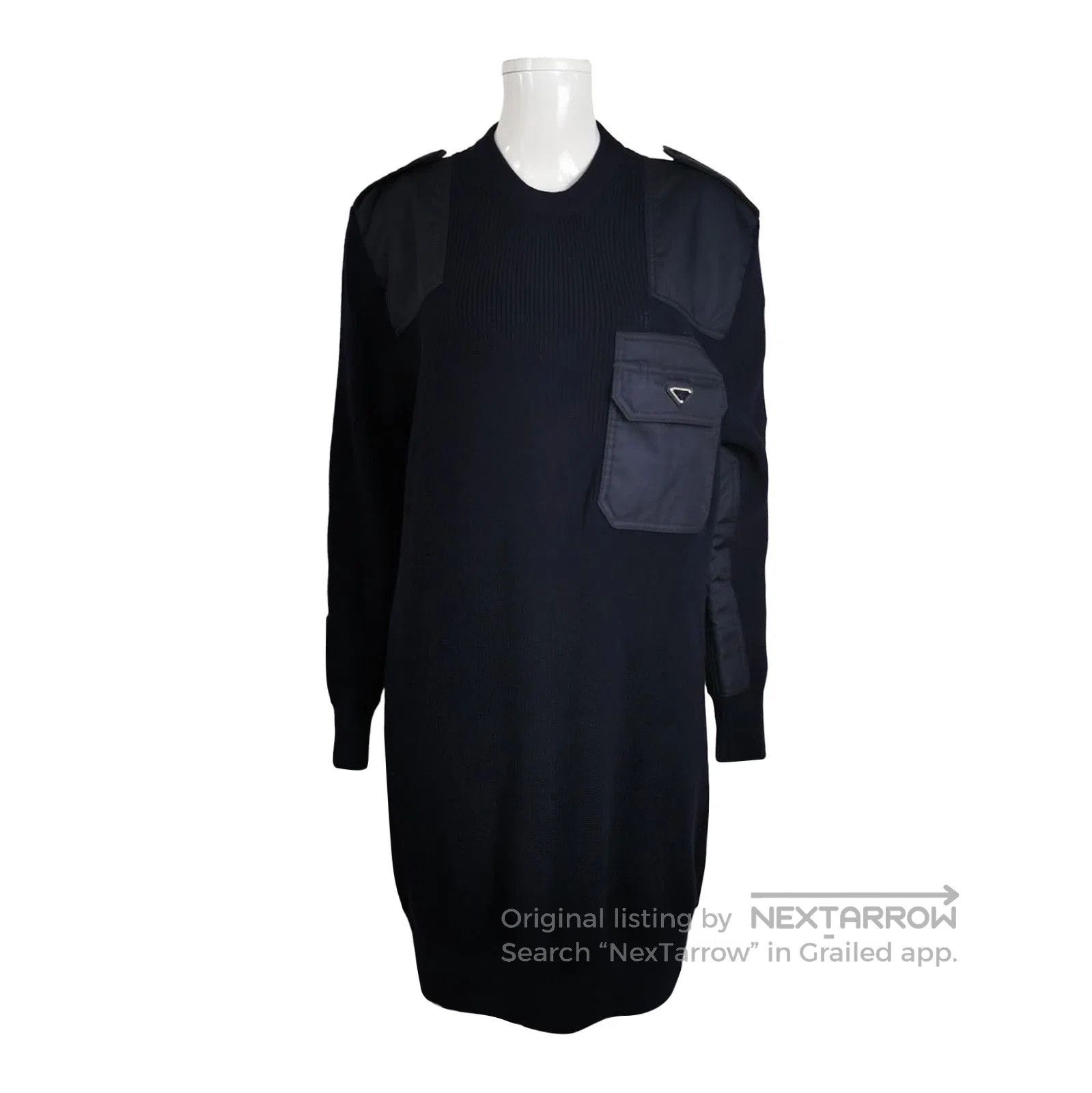 Prada Prada Wool Long Sleeve Dress with Triangle Logo . Size M / US 6-8 / IT 42-44 - 1 Thumbnail