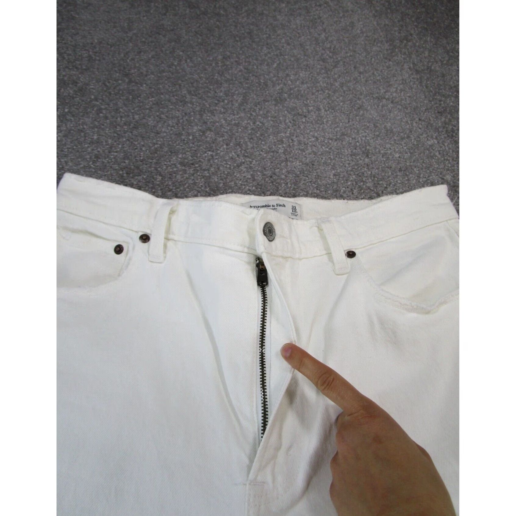 Abercrombie & Fitch Abercrombie Fitch Womens High Rise Straight Jeans White Ripped Size 24" / US 00 / IT 34 - 3 Thumbnail