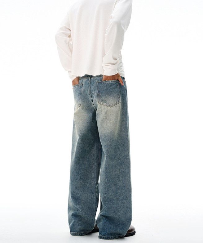 Japanese Brand American retro washed distressed loose curved jeans for men Size US 32 / EU 48 - 3 Thumbnail