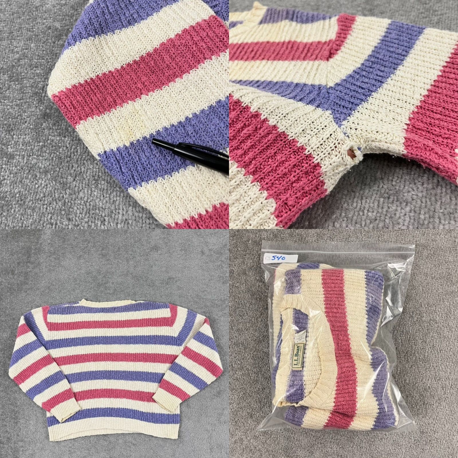 Vintage VINTAGE L.L. BEAN Women's Sweater Pullover Knit 90s Striped Casual Warm Fall Winter Pink Purple White M Size M / US 6-8 / IT 42-44 - 8 Thumbnail
