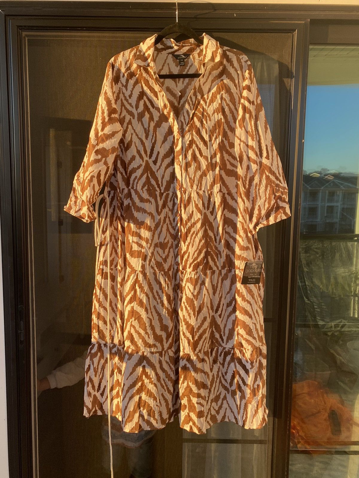 Other NWT Mlle Gabrielle XL Underbrush Belted Button-front Dress Size XL / US 12-14 / IT 48-50 - 2 Thumbnail