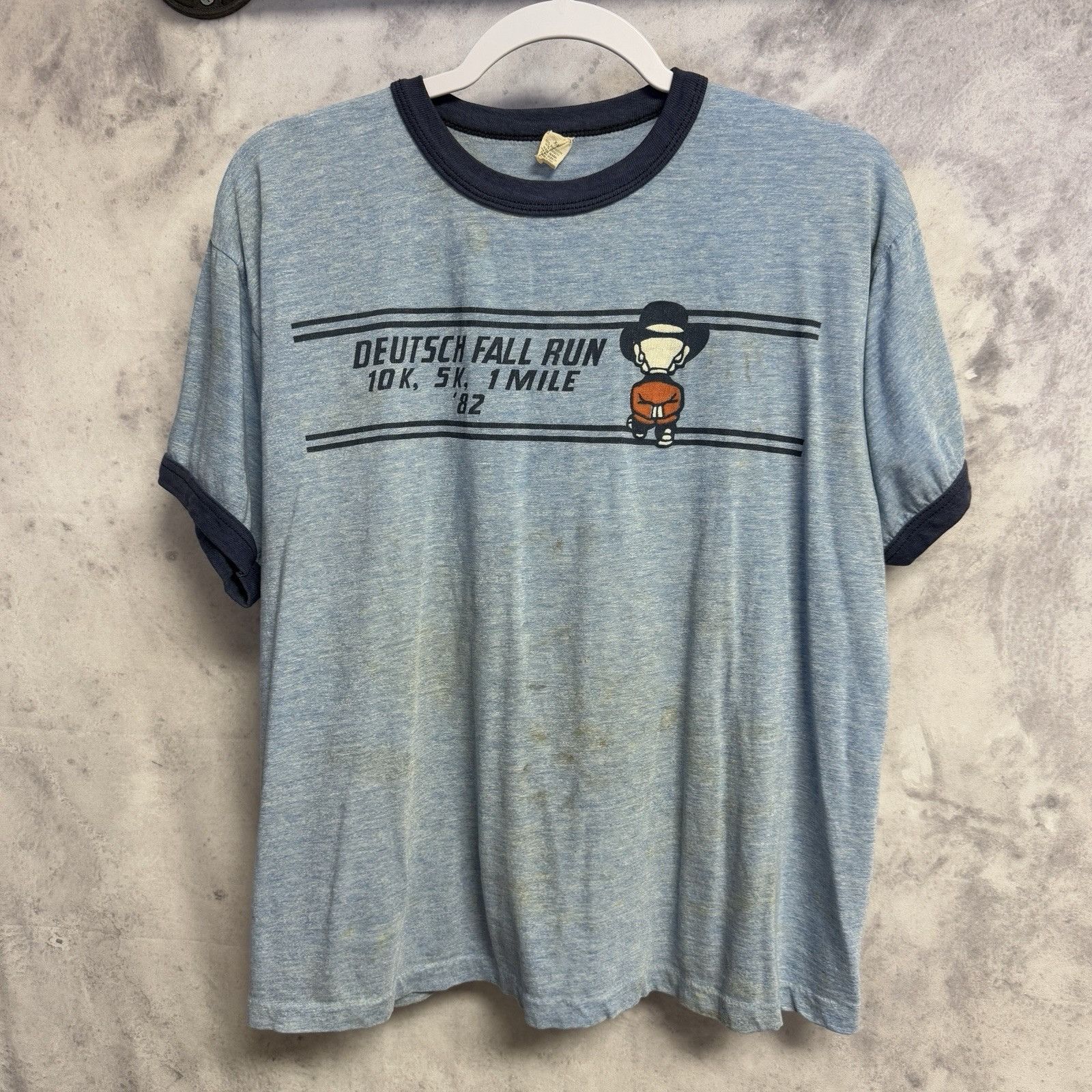 Vintage Vintage 80s Marathon Deutsch Ringer T Shirt Mens XL Size US XL / EU 56 / 4 - 1 Thumbnail