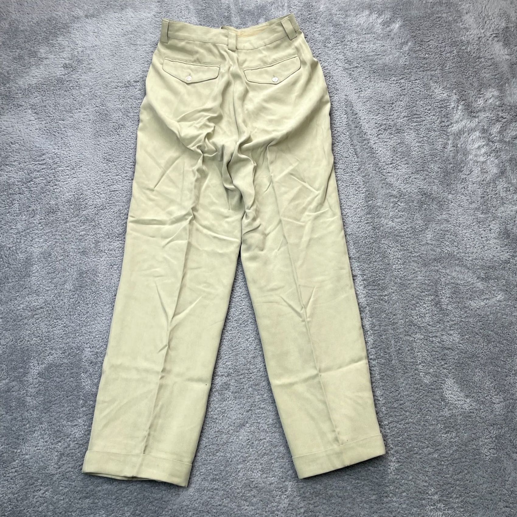Tommy Bahama Tommy Bahama Pants Womens 8 Beige Silk Chino Straight Leg Hem Cuffed Pleated Front Zipper Button Size 30" / US 8 / IT 44 - 2 Thumbnail