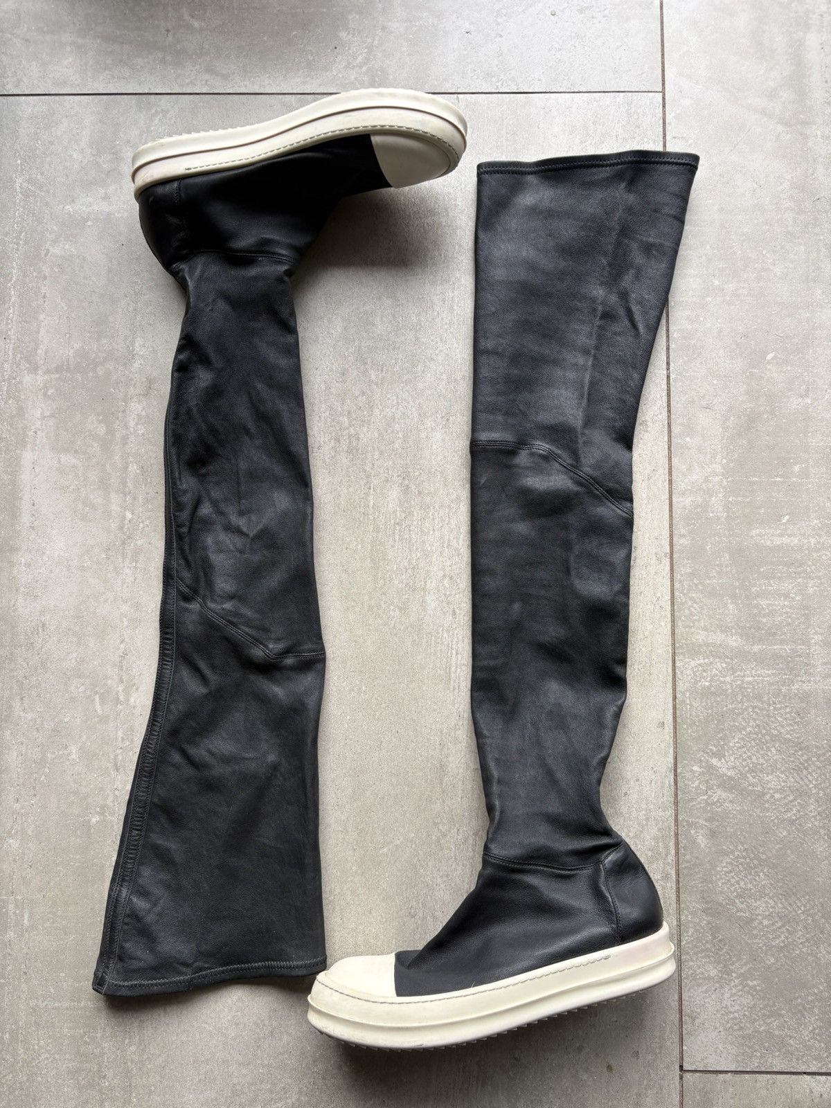 Rick Owens Rick Owens Black Leather Sock Sneakers Size US 7.5 / IT 37.5 - 4 Thumbnail