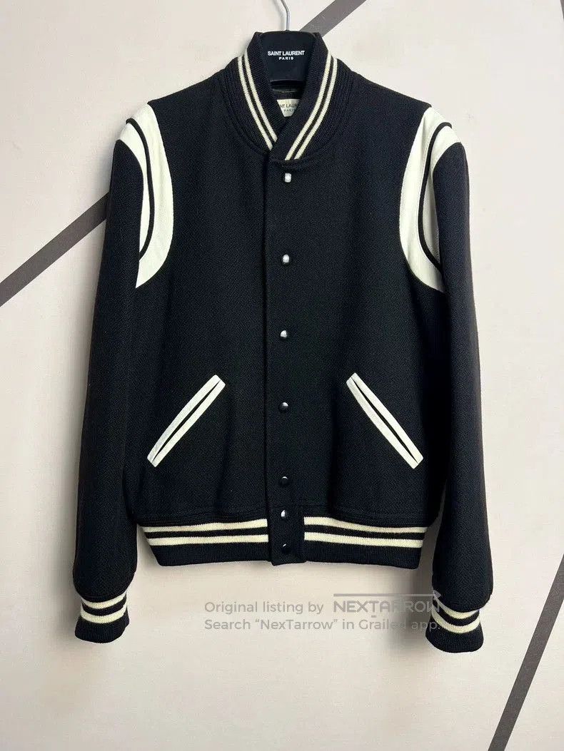 Saint Laurent Paris Saint Laurent Wool Leather Varsity Jacket. Size US L / EU 52-54 / 3 - 1 Thumbnail