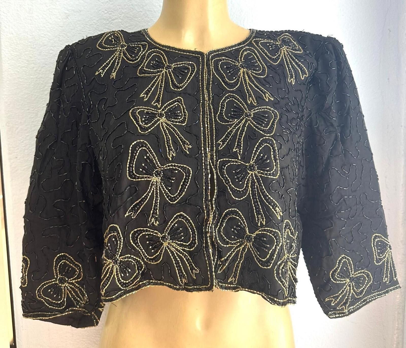 Diesel Black Gold Lace Beaded Bolero Jacket Black Gold size M only Size M / US 6-8 / IT 42-44 - 1 Thumbnail