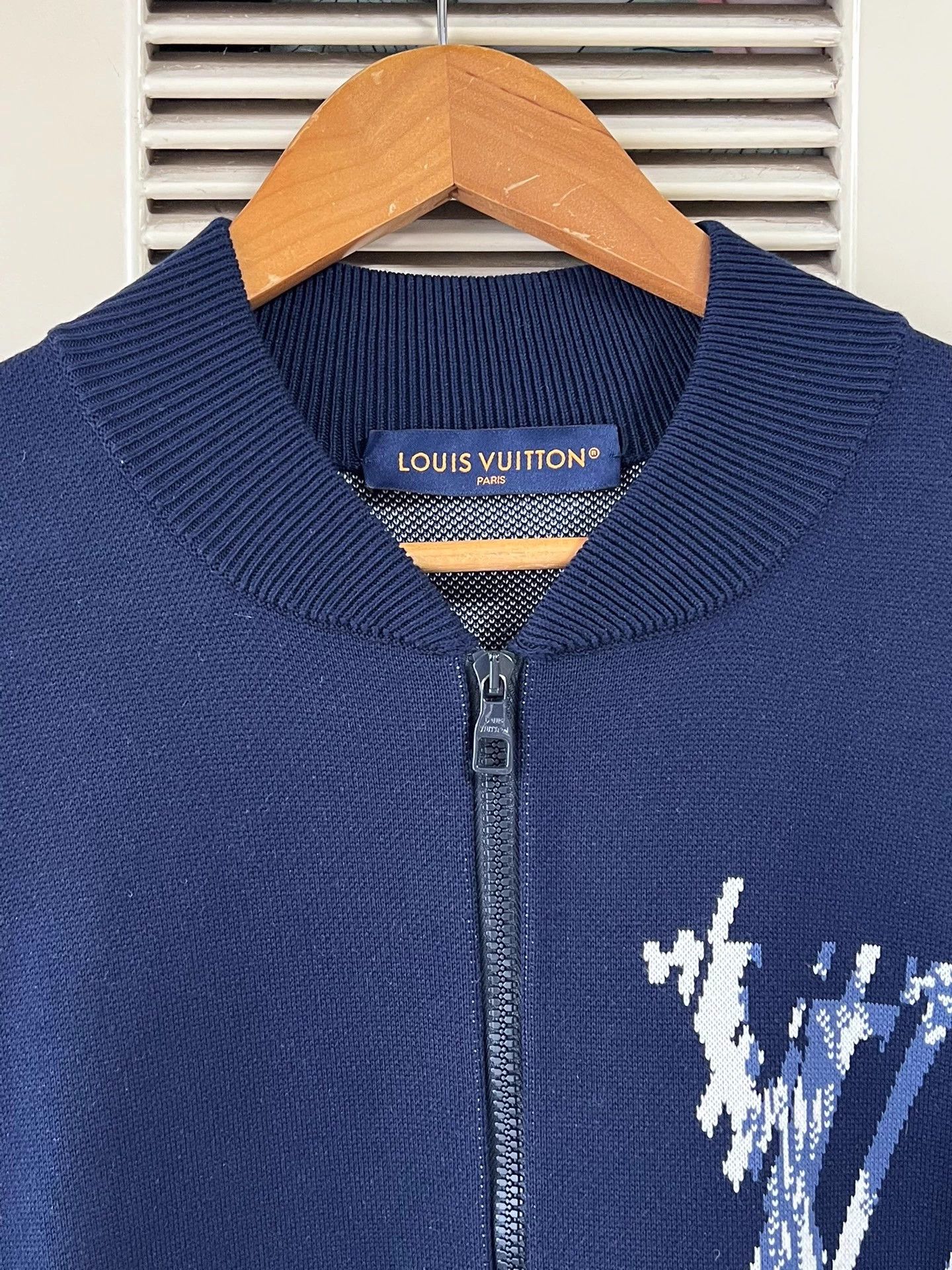 Louis Vuitton LV Knit Zipper Jacket Navy Blue Allover Monogram S Size US S / EU 44-46 / 1 - 3 Thumbnail