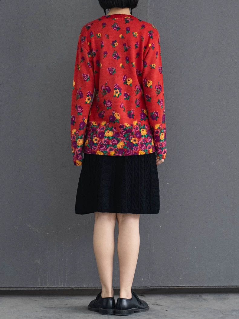 Kenzo KENZO Red floral knit sweater vintage Size XS / US 0-2 / IT 36-38 - 3 Thumbnail
