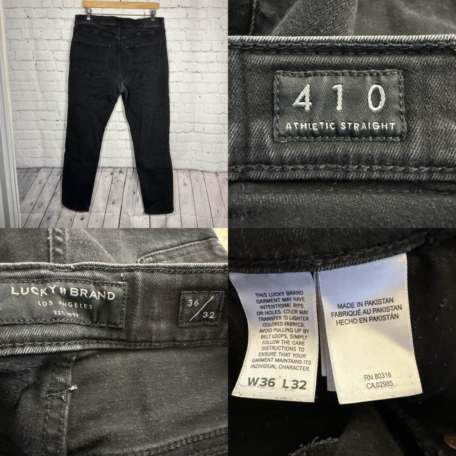 Lucky Brand Lucky Brand 410 Athletic Straight Jeans Mens 36x32 Black Denim Stretch Size US 36 / EU 52 - 8 Thumbnail