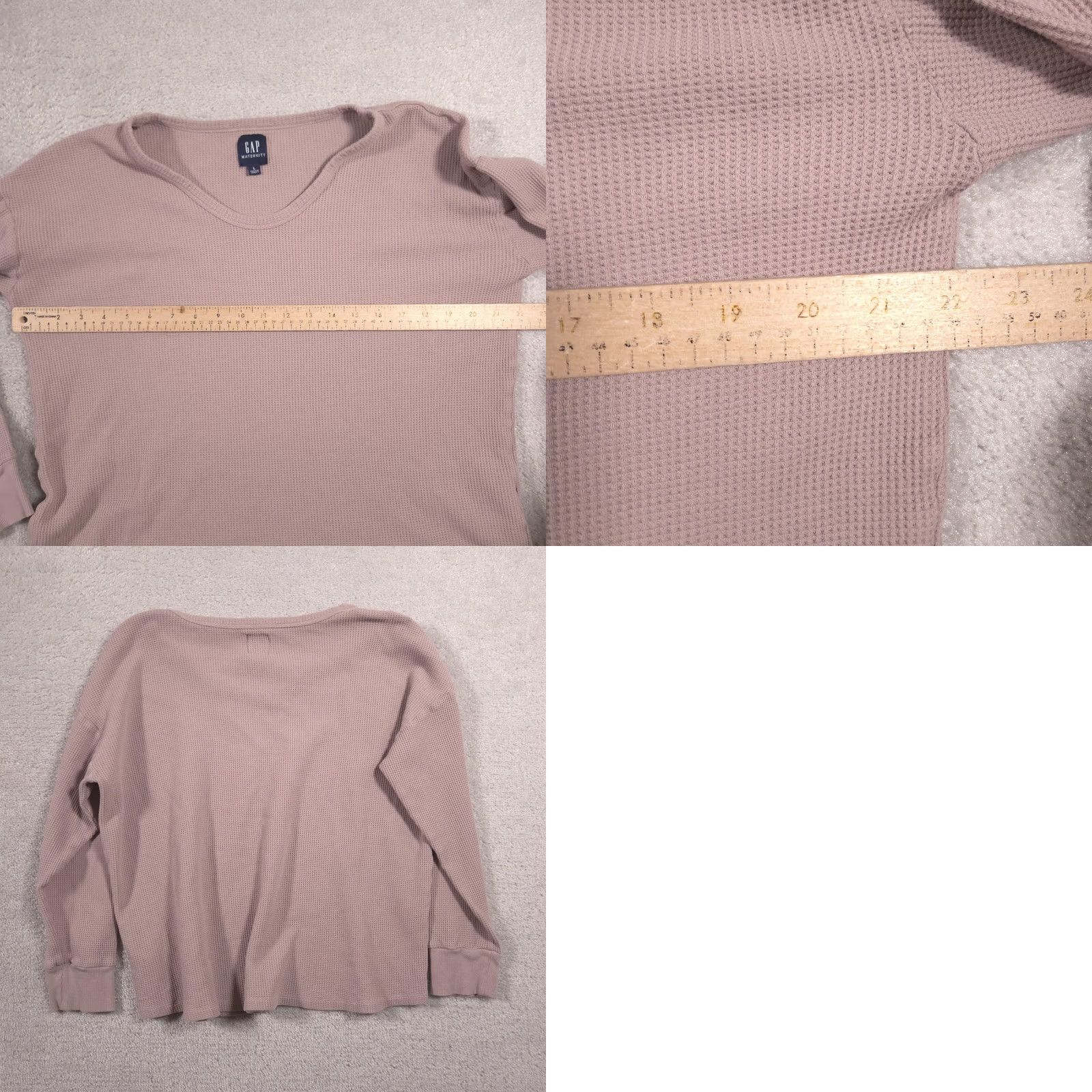Gap VINTAGE? Gap Shirt Womens Large Pink Maternity Waffle Knit Thermal V Neck Long Sleeve Top Size L / US 10 / IT 46 - 8 Thumbnail