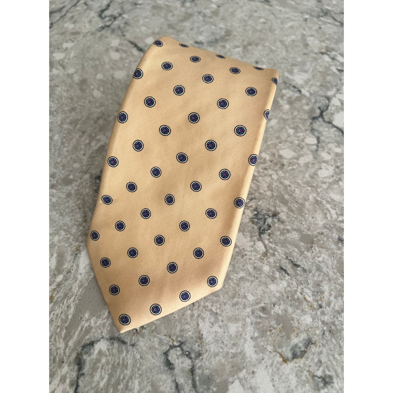 Vintage Vintage Adolfo 100% Imported Silk Men's Neck Tie Yellow Size ONE SIZE - 1 Thumbnail